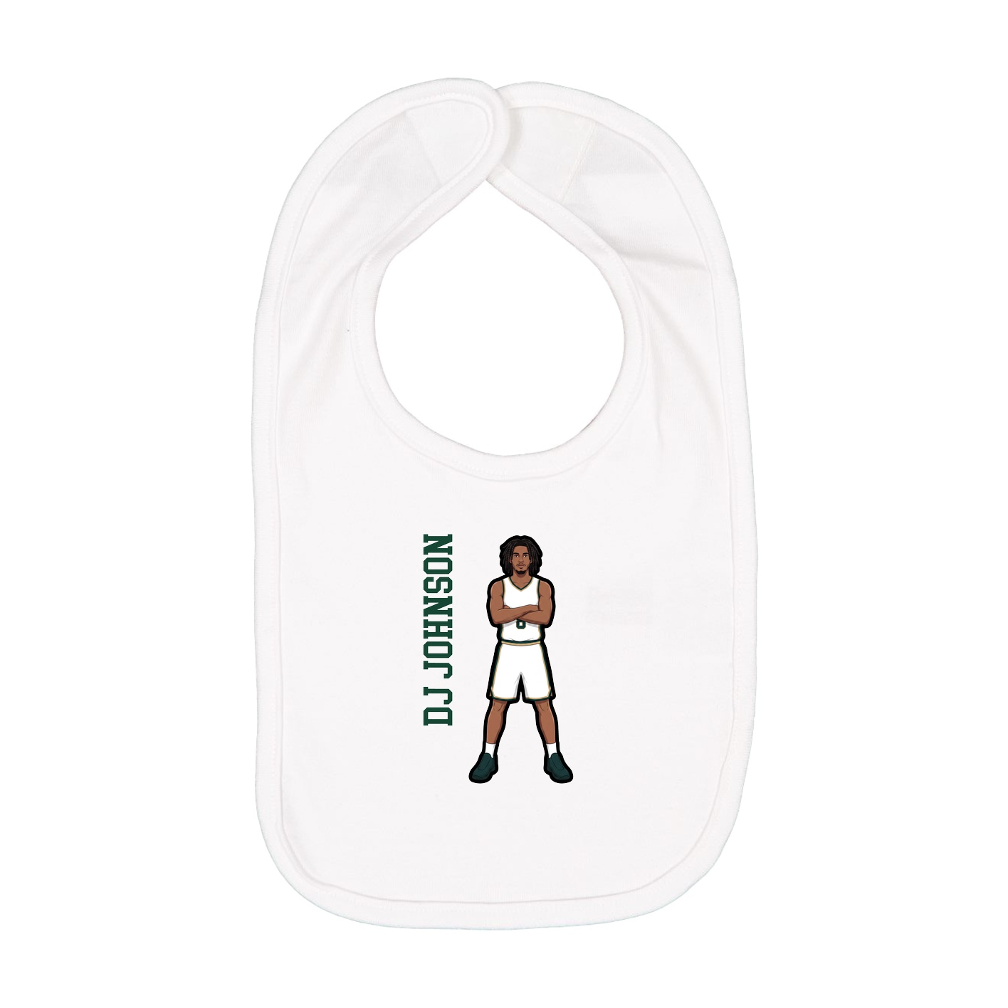 Infant Bib — Name Vertical in White