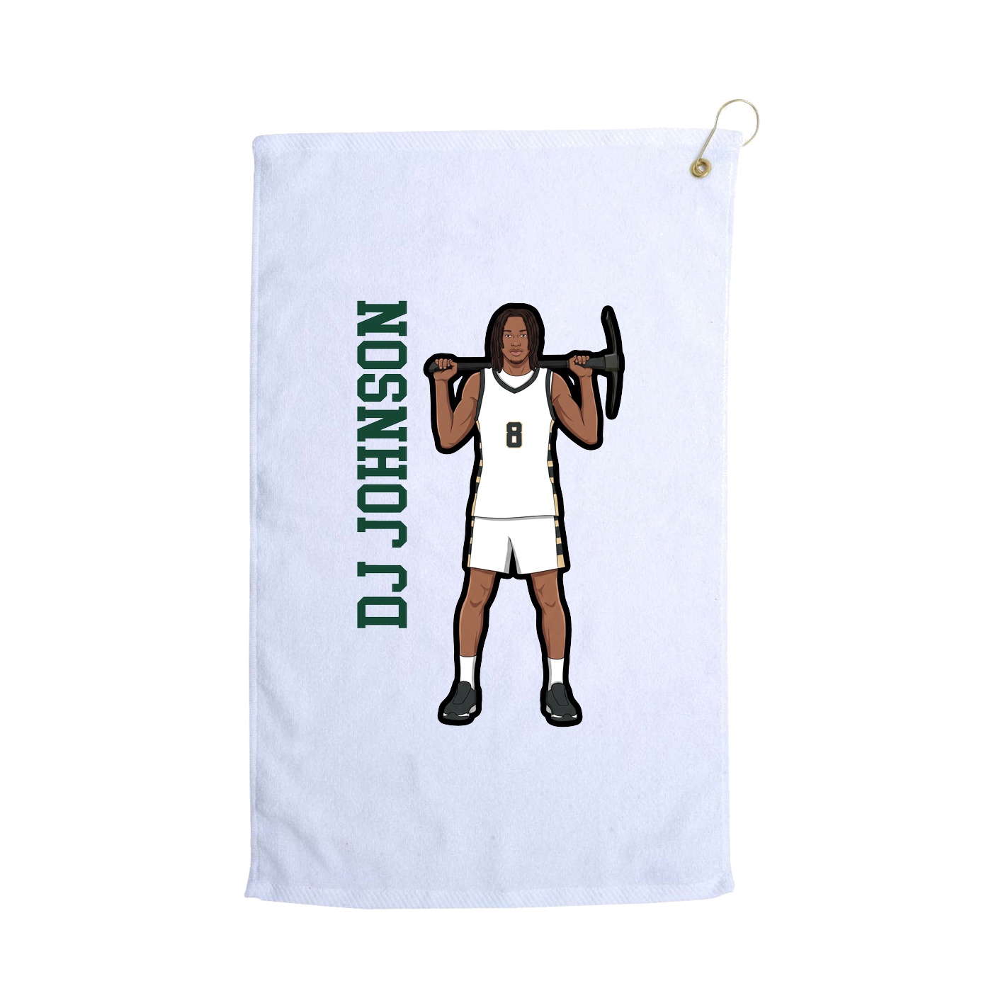 Golf Towel — Name Vertical in White