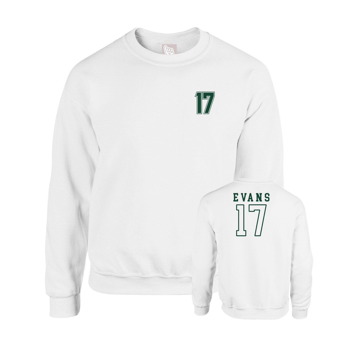 Fleece Crew — Chest Back in White