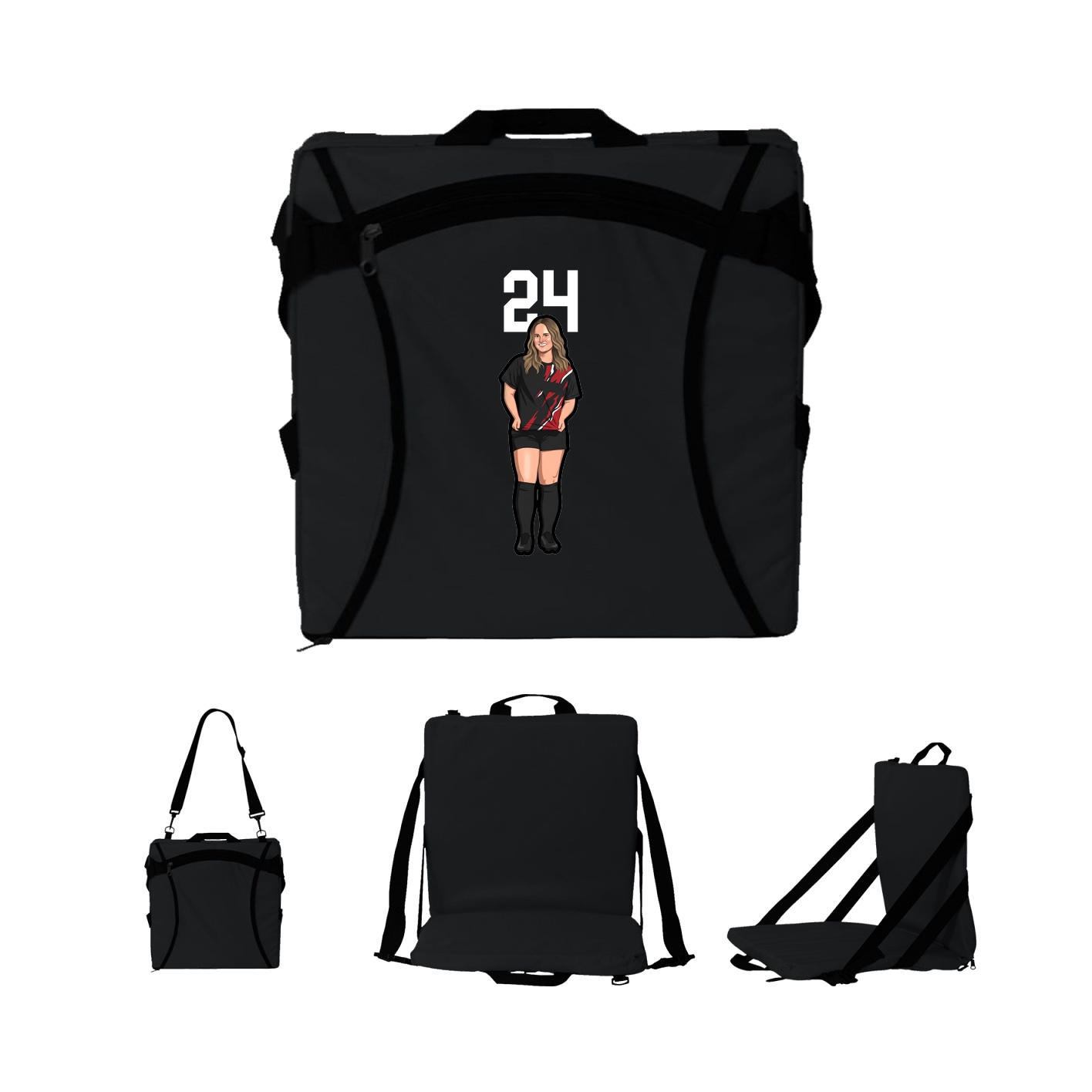 Folding Stadium Seat — Number Top in Black