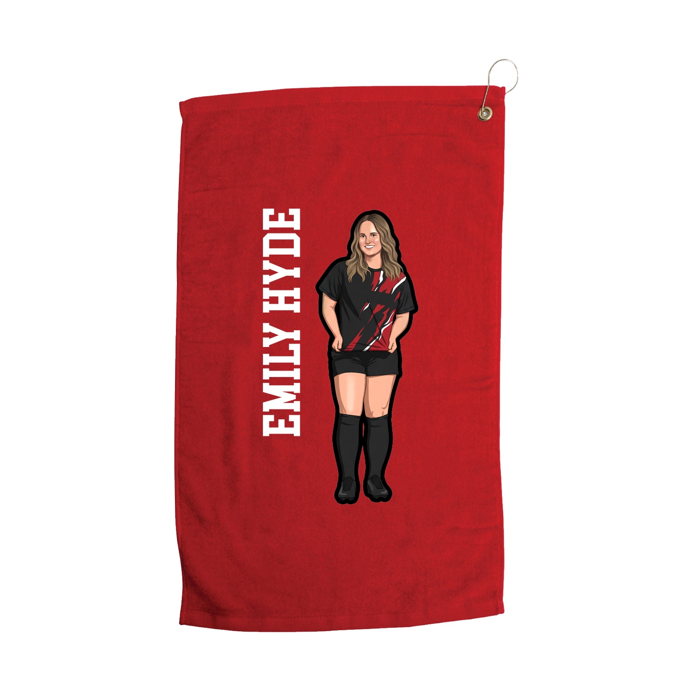 Golf Towel — Name Vertical in Red
