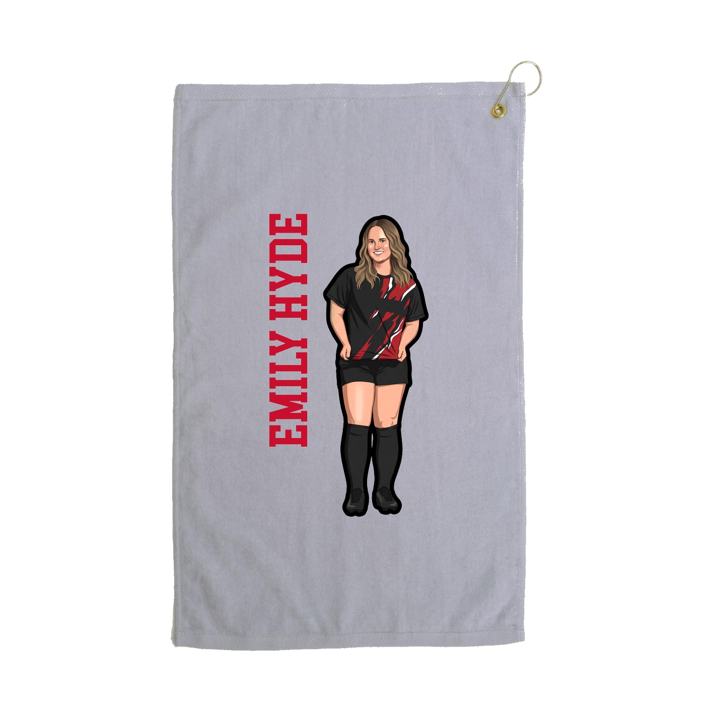 Golf Towel — Name Vertical in Grey