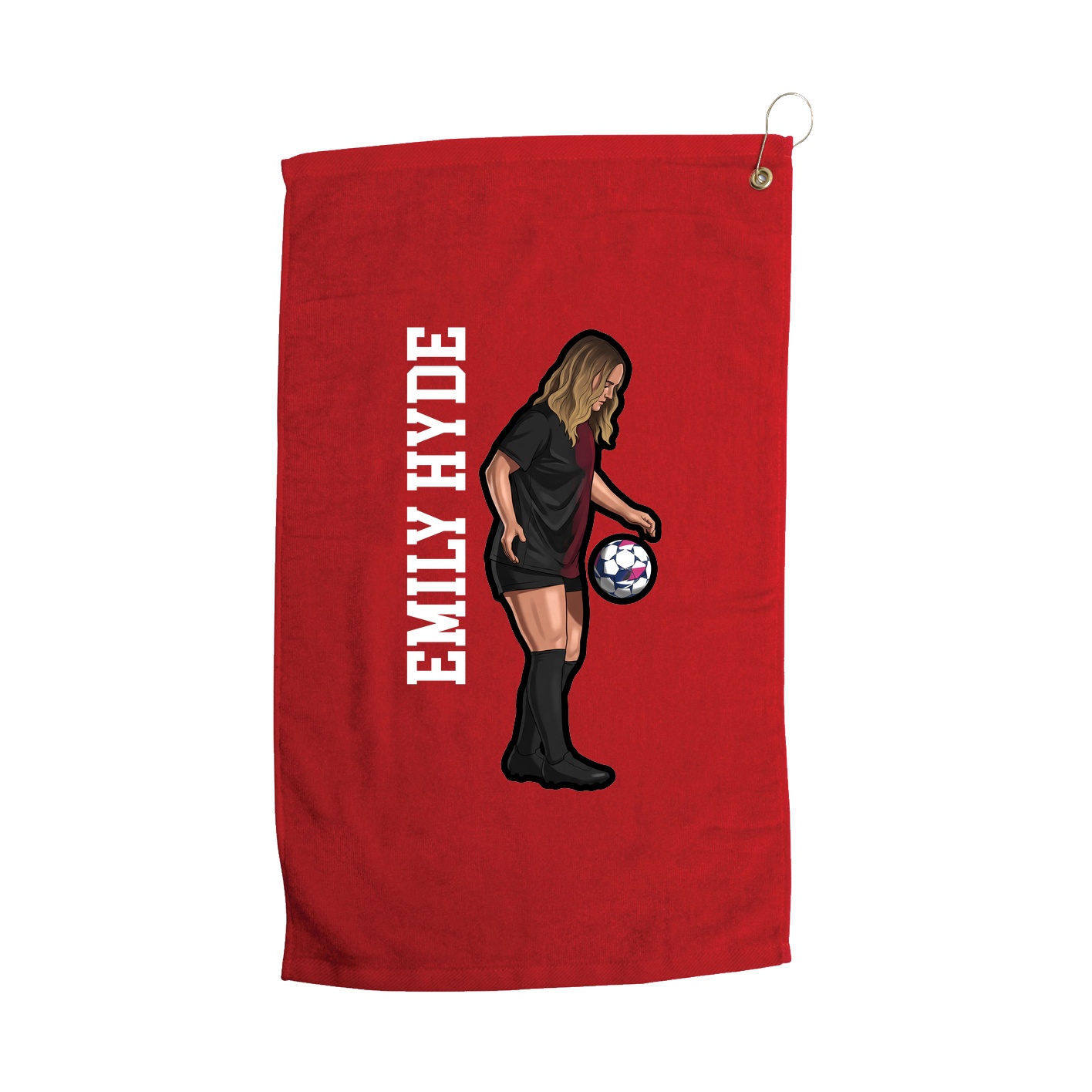 Golf Towel — Name Vertical in Red