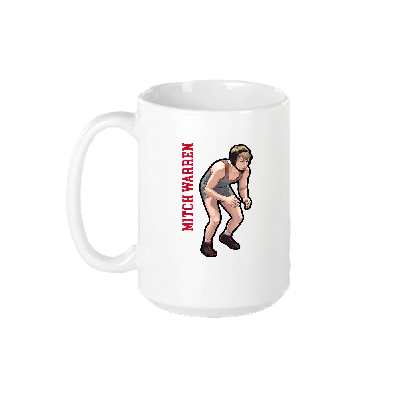 15oz Coffee Mug — Name Vertical in White