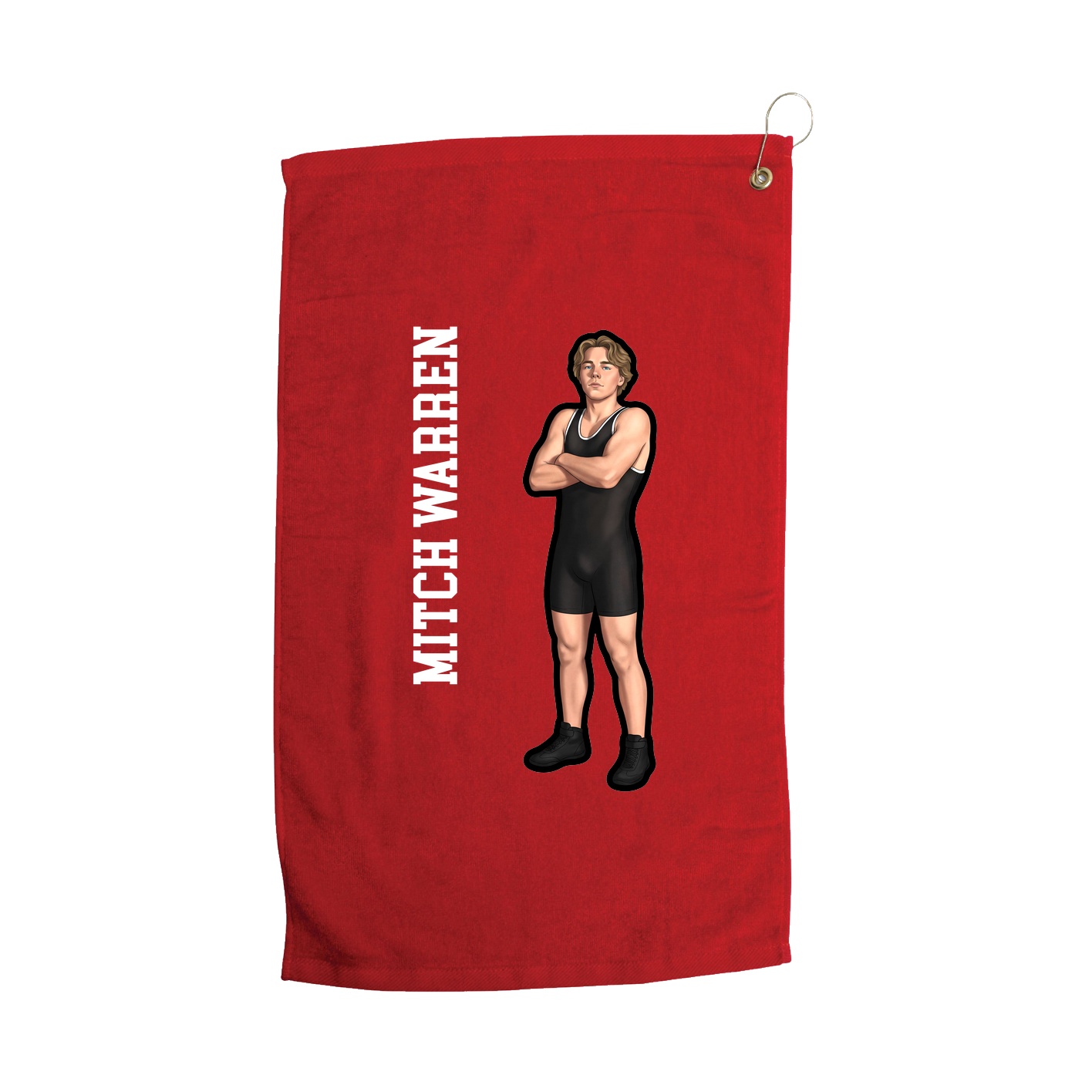 Golf Towel — Name Vertical in Red