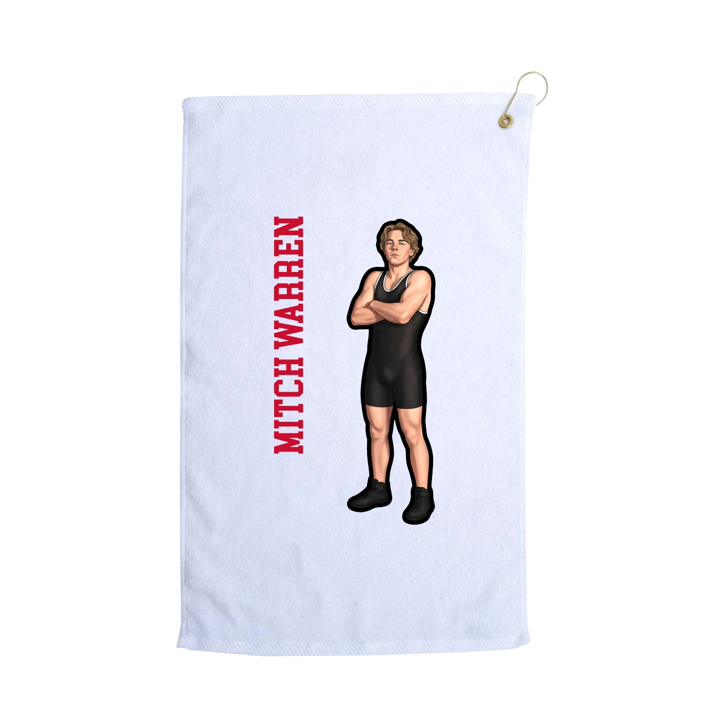 Golf Towel — Name Vertical in White