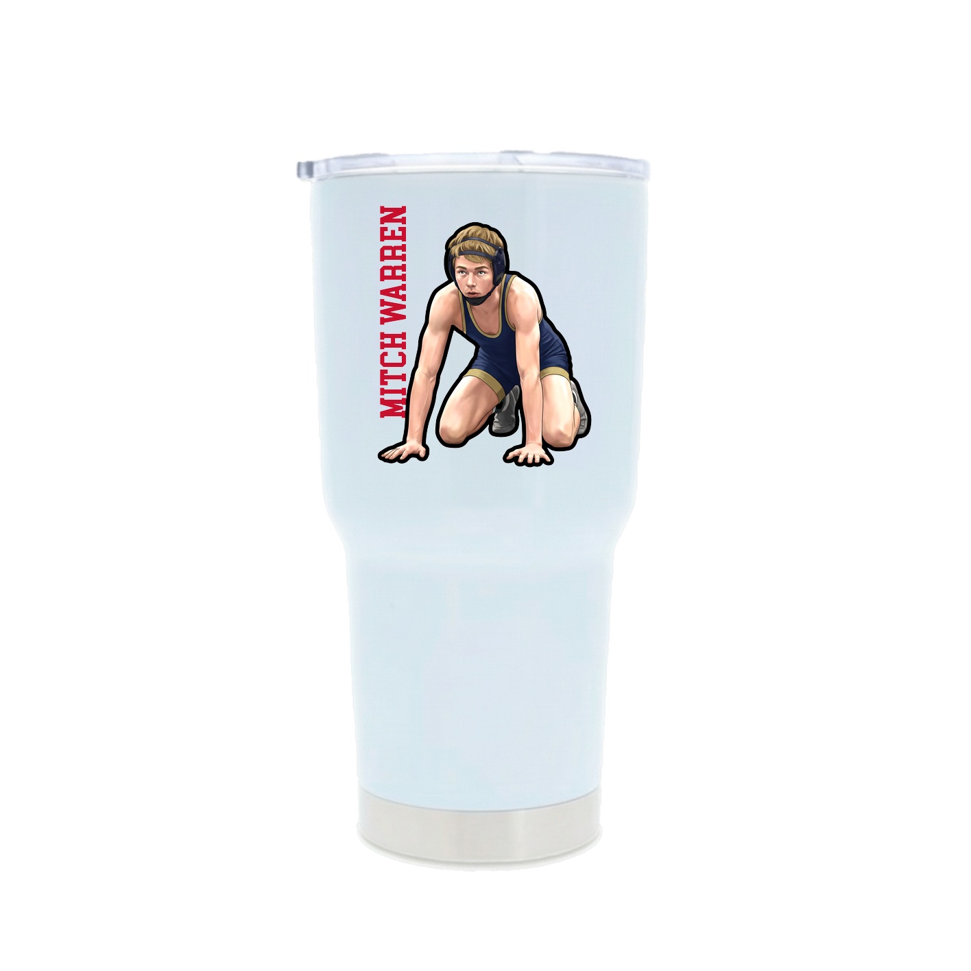 30oz Stainless Steel Tumbler — Name Vertical in White