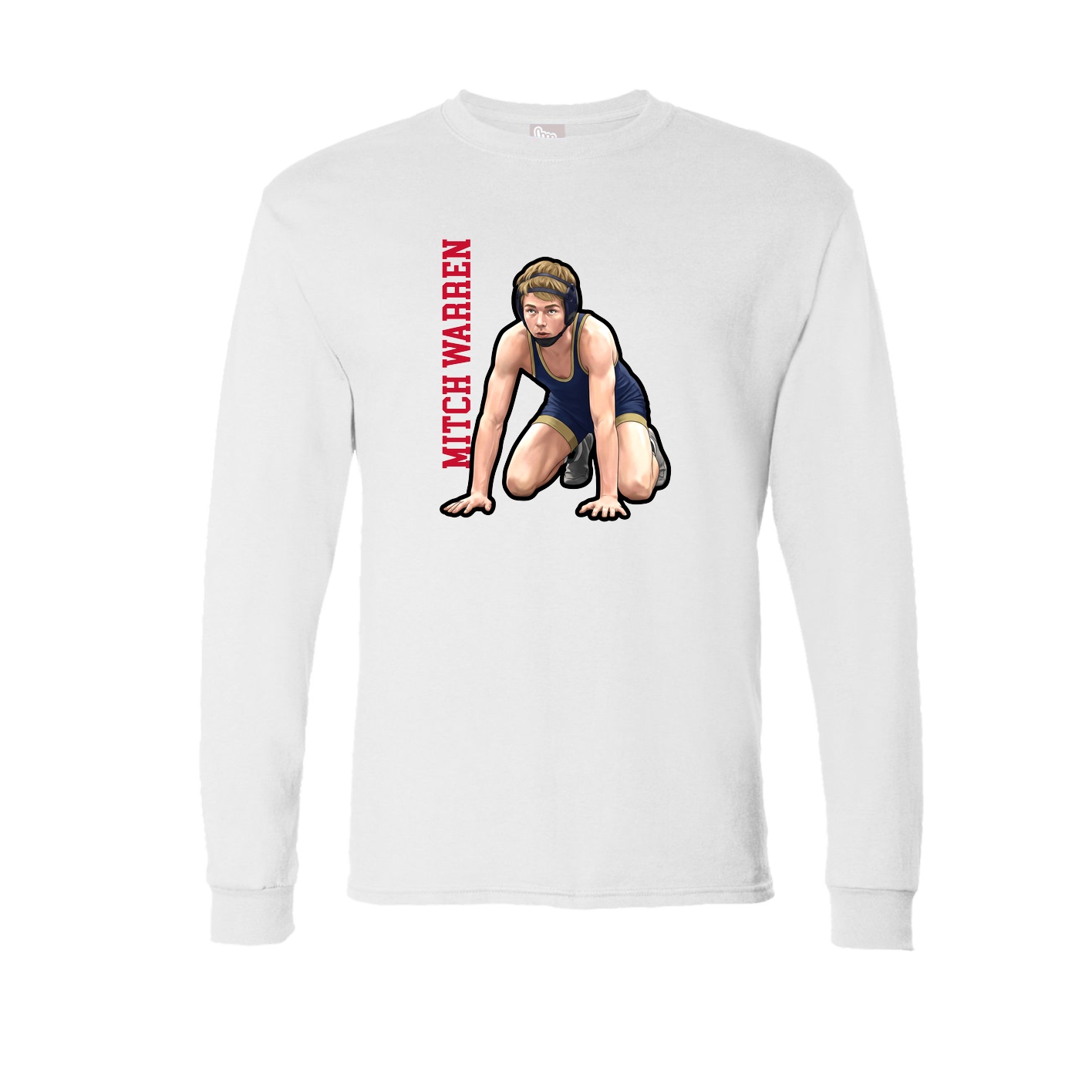 Long Sleeve Tee — Name Vertical in White