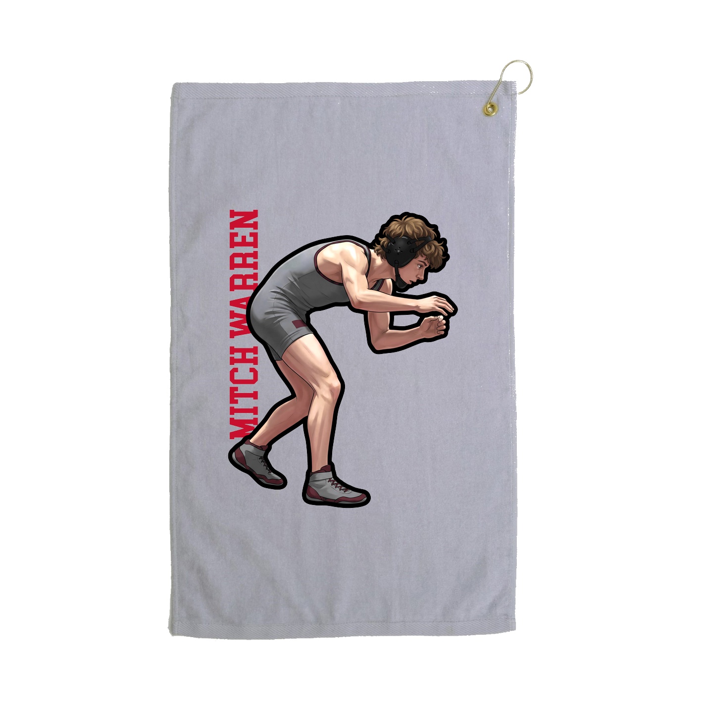 Golf Towel — Name Vertical in Grey