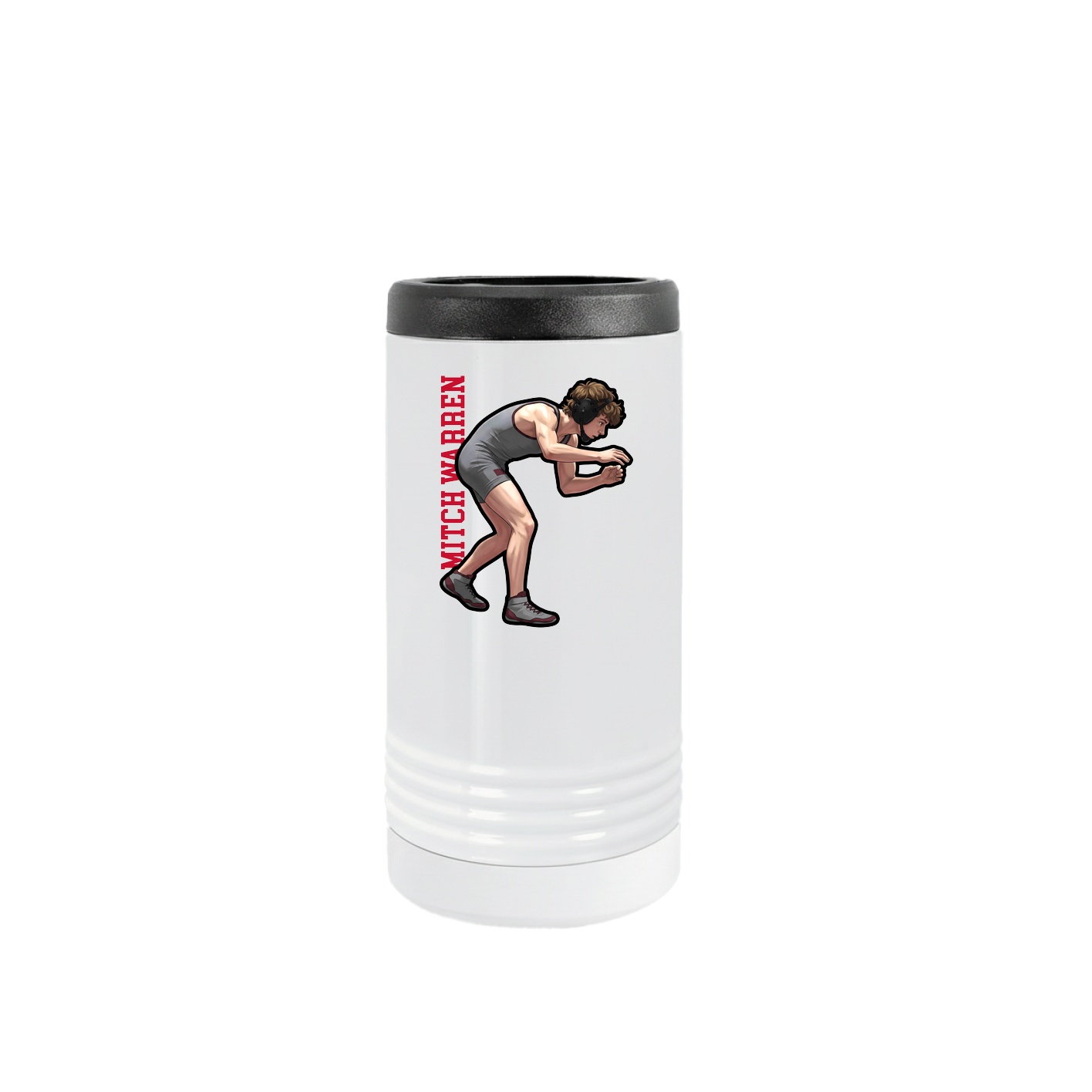 Slim Beverage Holder — Name Vertical in White