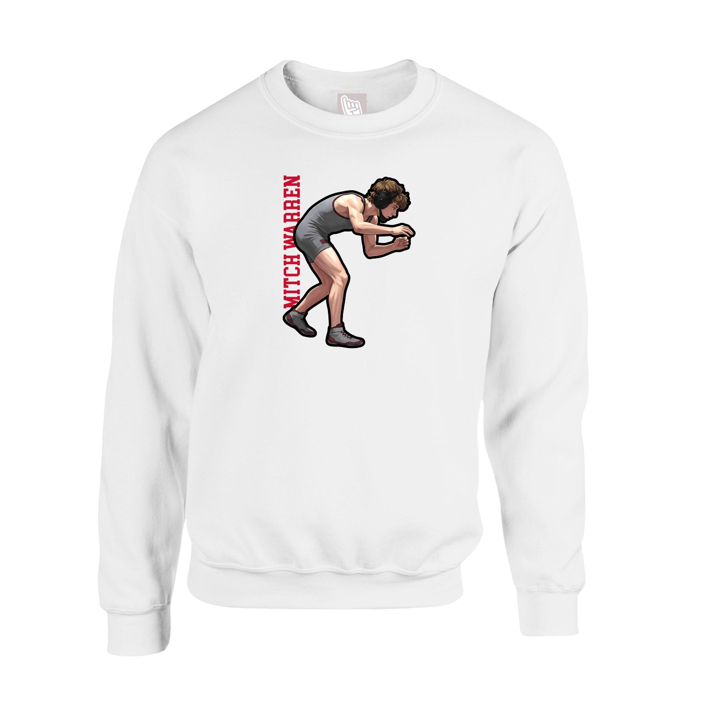 Fleece Crew — Name Vertical in White