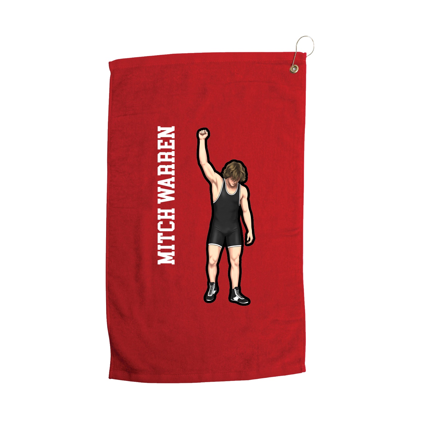 Golf Towel — Name Vertical in Red