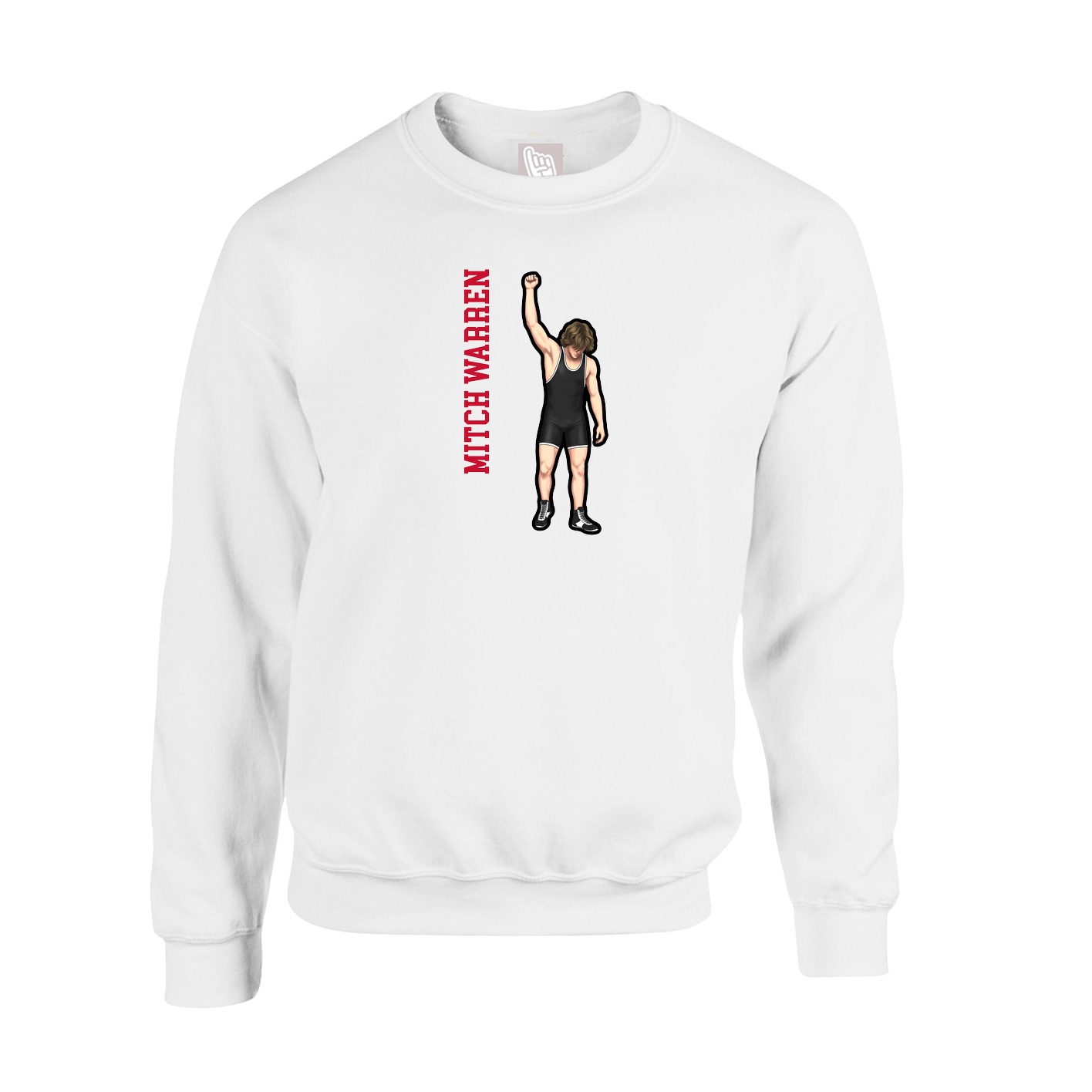 Fleece Crew — Name Vertical in White