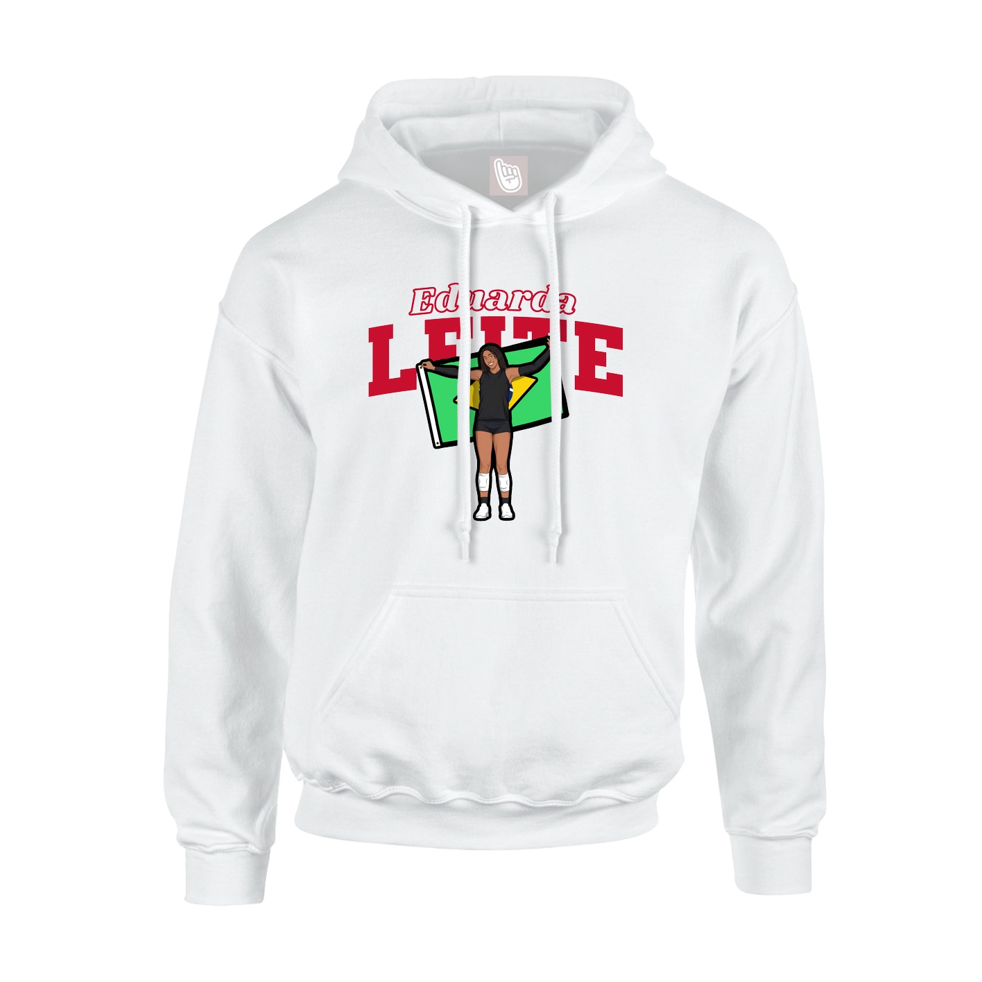 Youth Hoodie — Name Arch in White