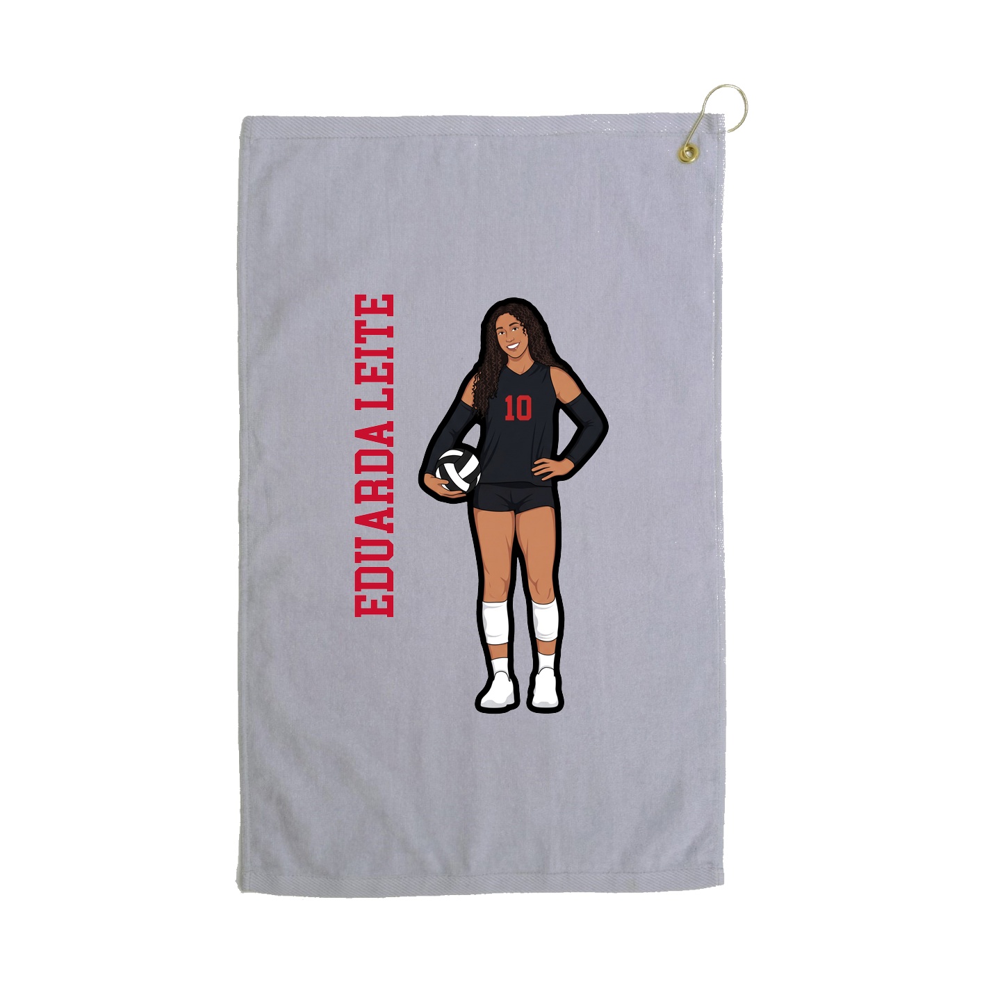 Golf Towel — Name Vertical in Grey