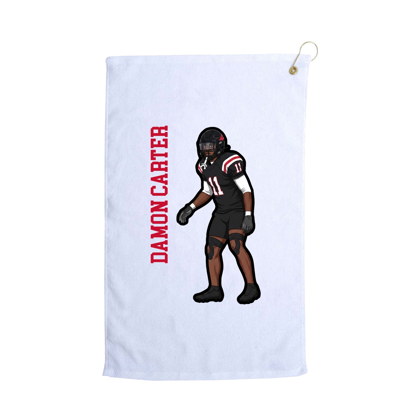 Golf Towel — Name Vertical in White