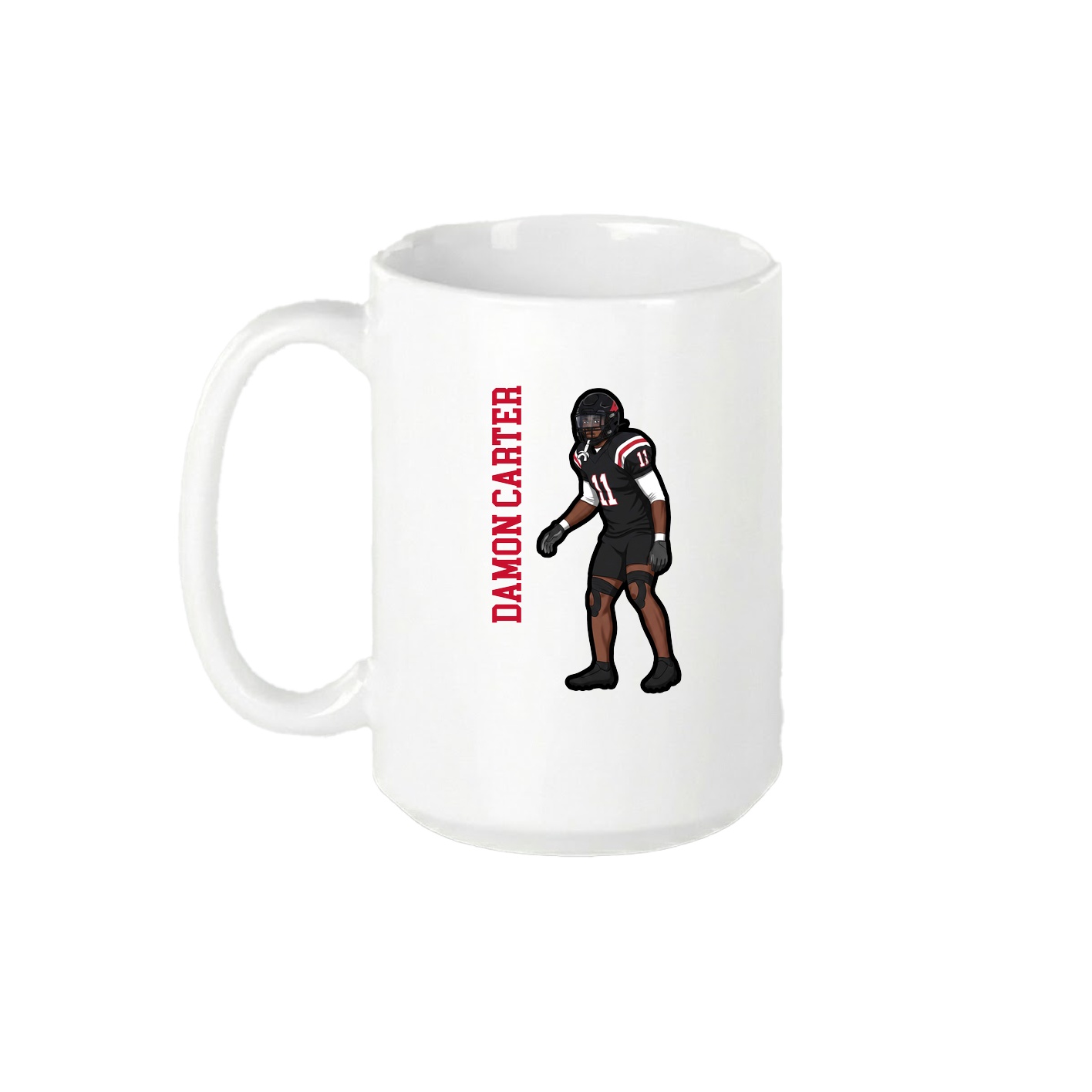 15oz Coffee Mug — Name Vertical in White