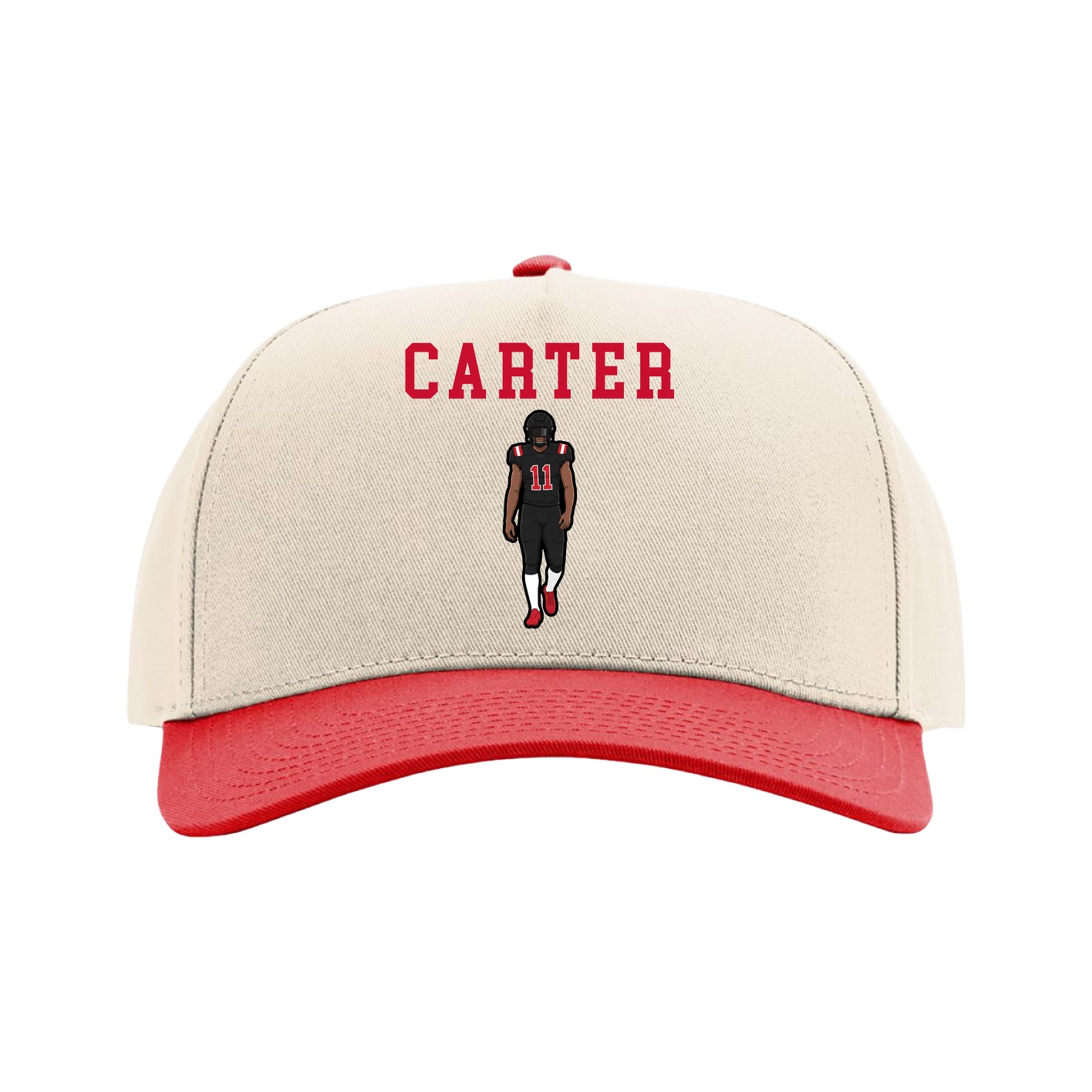 Full Fabric Five-Panel Champ Cap — Shirsey in Cream/Red
