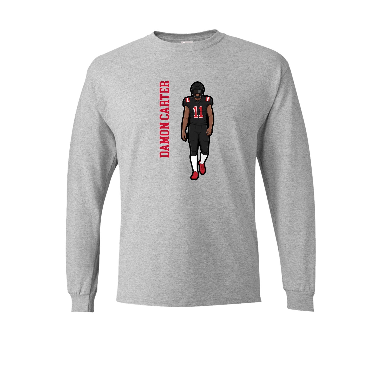 Long Sleeve Tee — Name Vertical in Grey