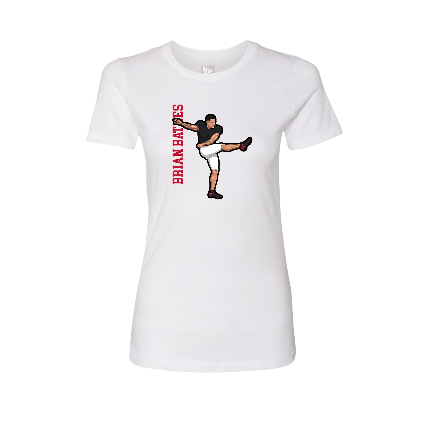 Fitted Women's Tee — Name Vertical in White