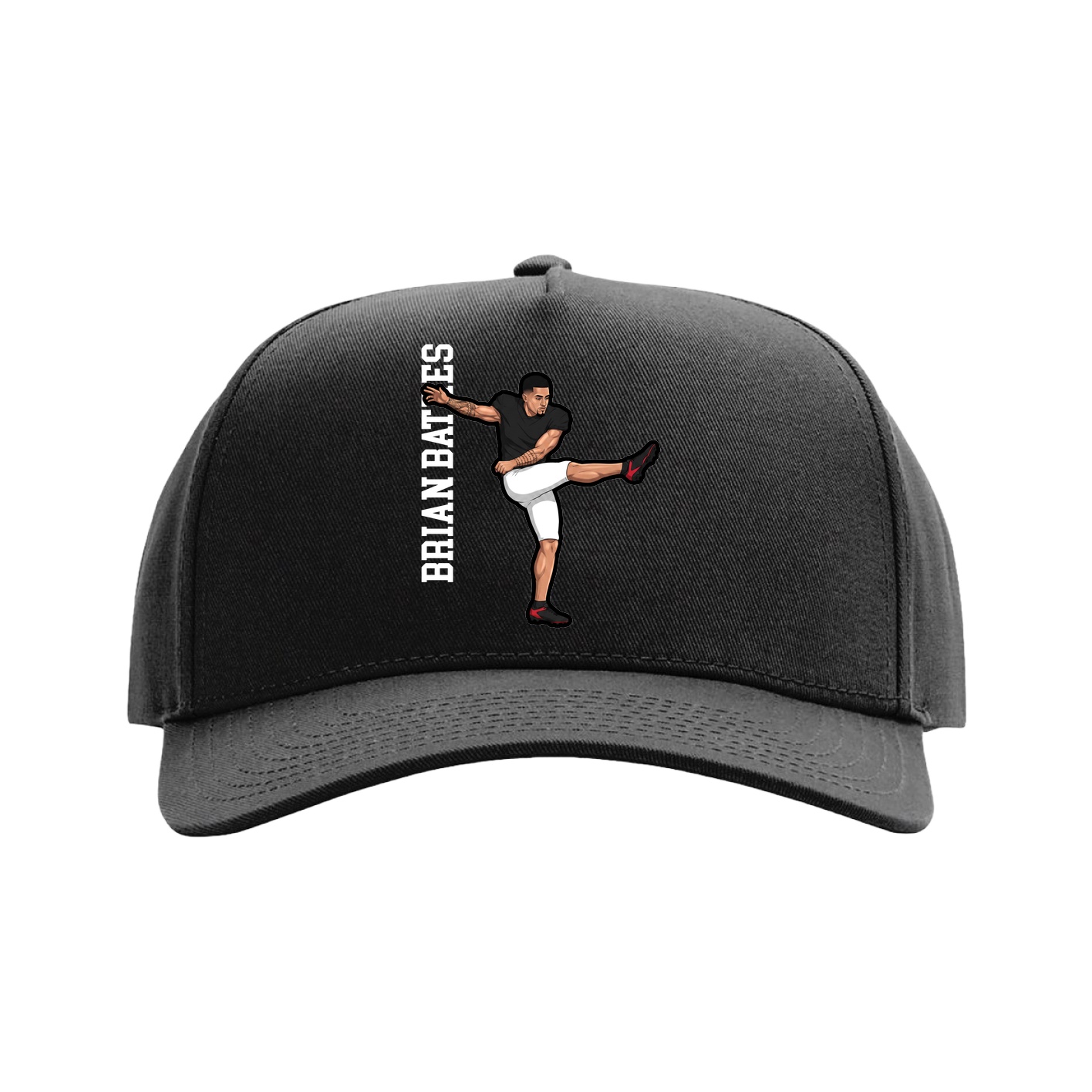 Full Fabric Five-Panel Champ Cap — Name Vertical in Black