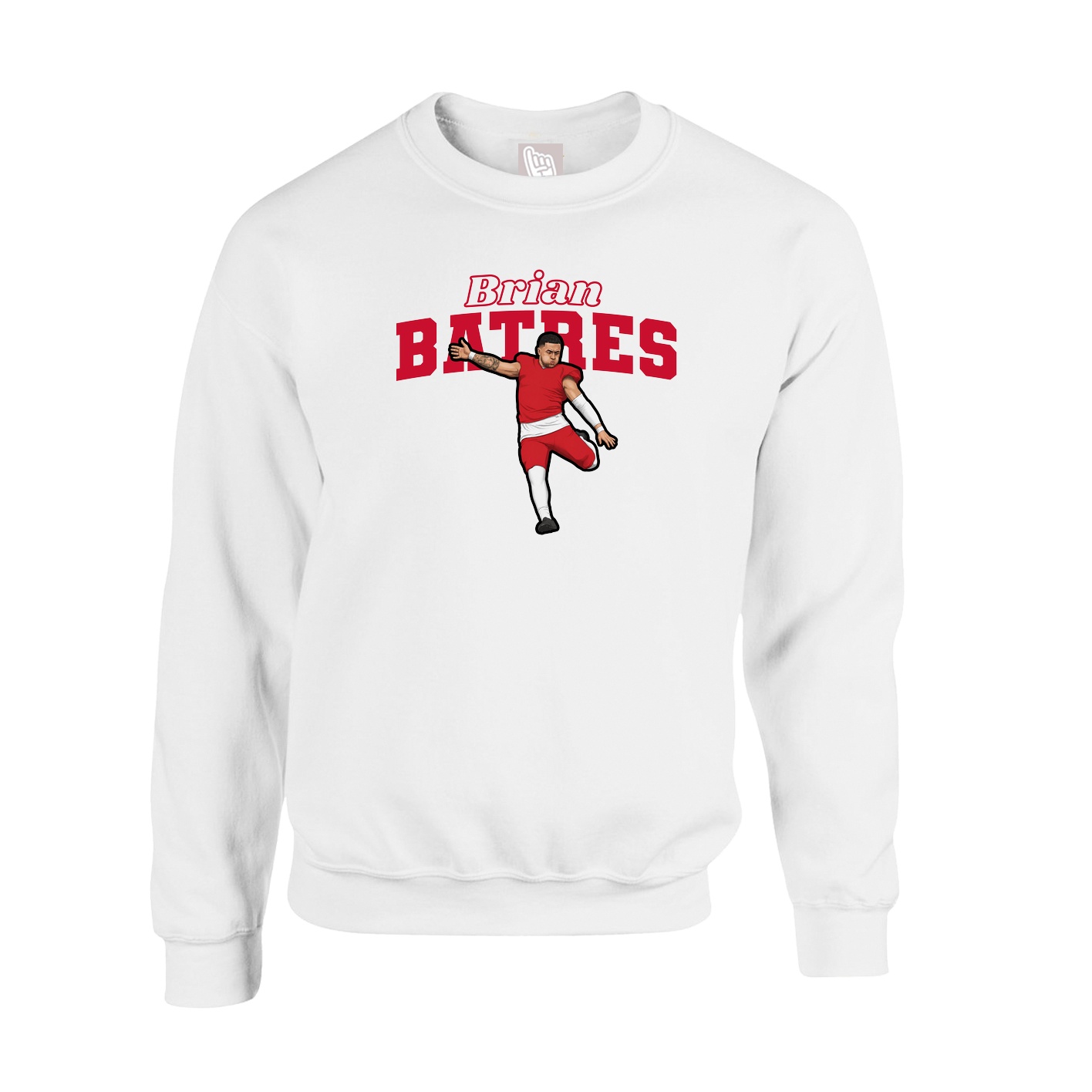 Fleece Crew — Name Arch in White