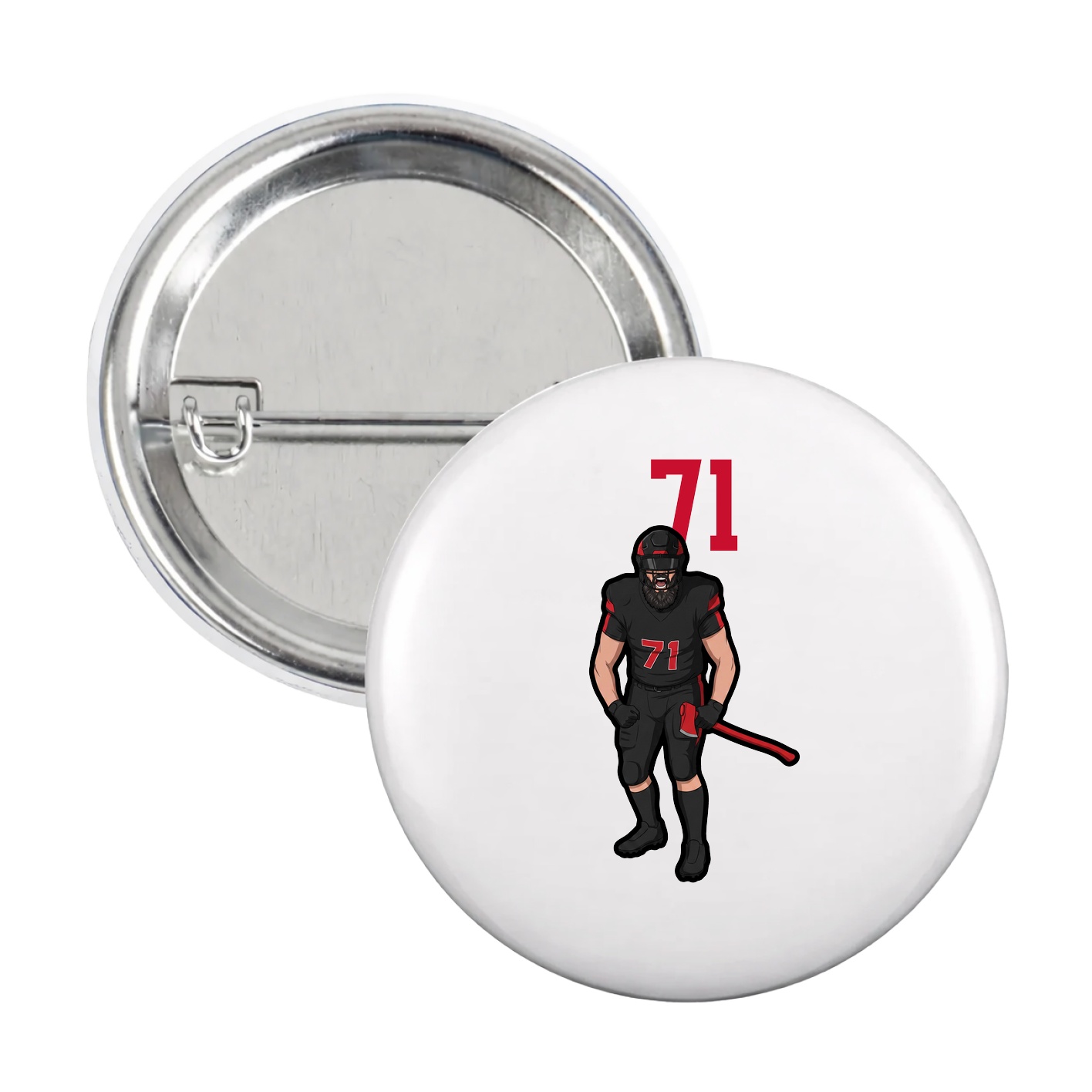 Game Day Button — Number Top in White