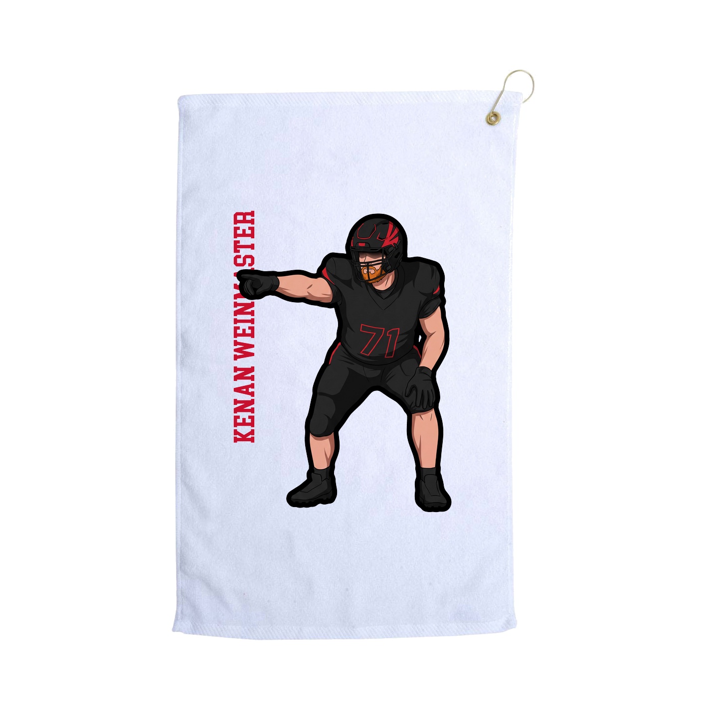 Golf Towel — Name Vertical in White