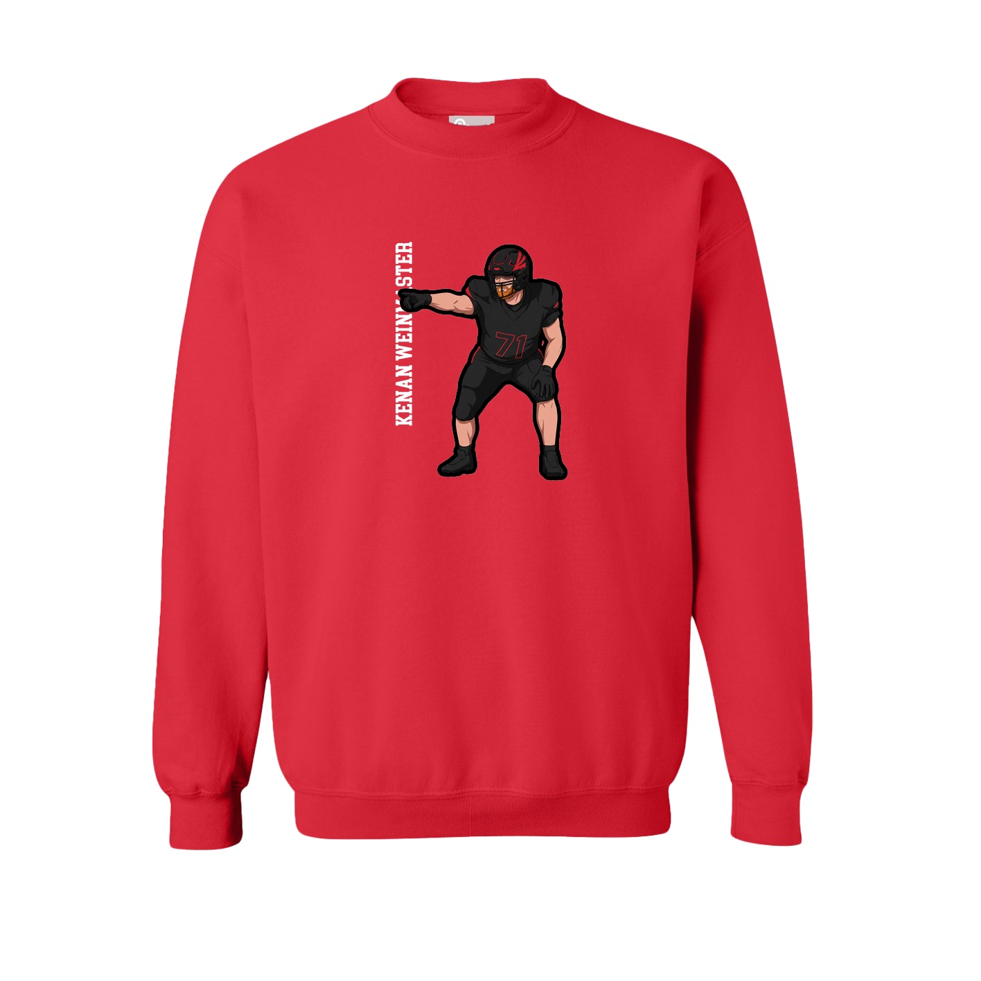 Fleece Crew — Name Vertical in Red