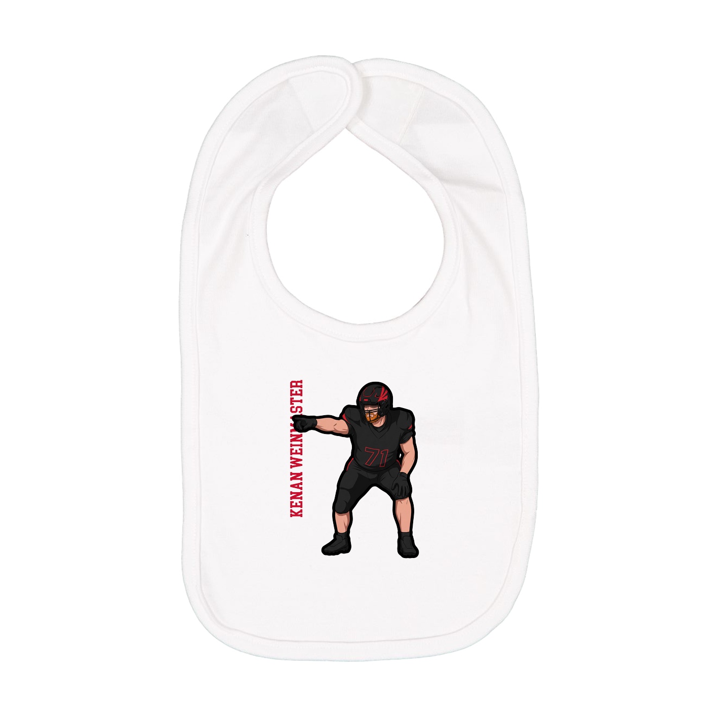 Infant Bib — Name Vertical in White