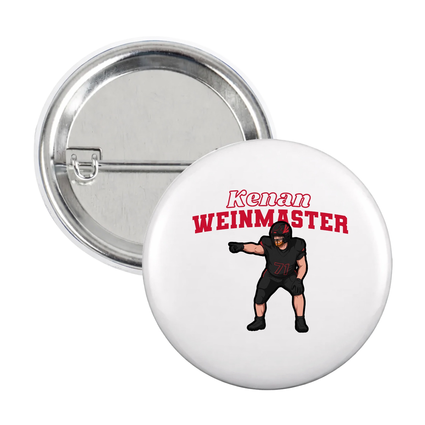 Game Day Button — Name Arch in White