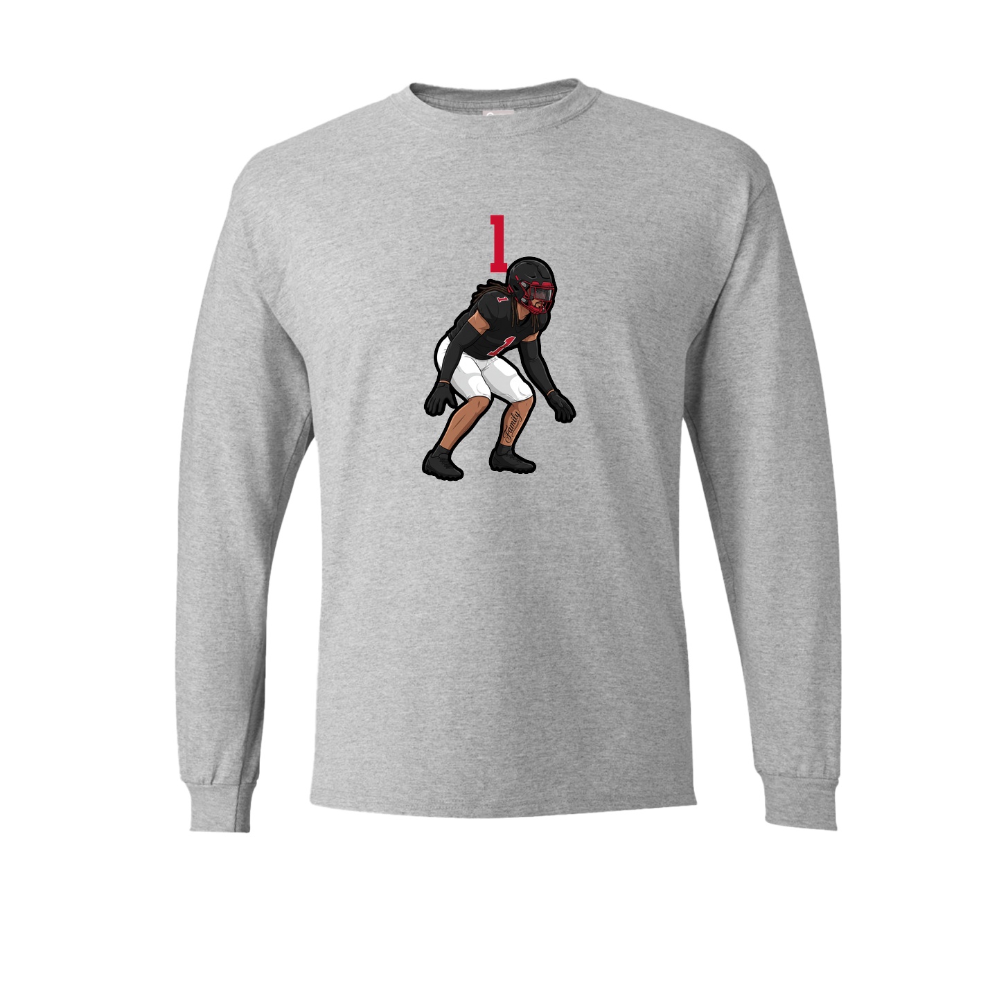 Long Sleeve Tee — Number Top in Grey
