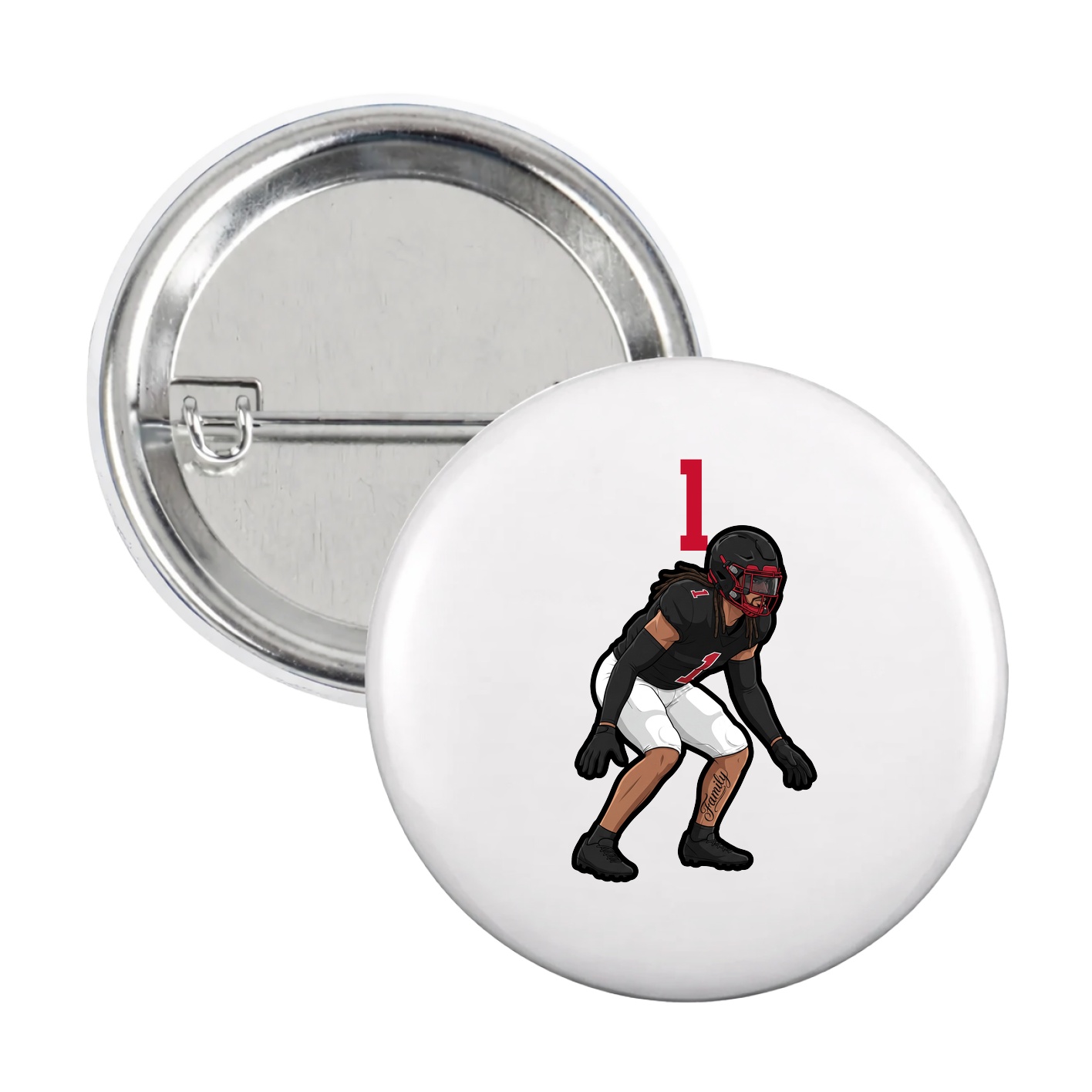 Game Day Button — Number Top in White