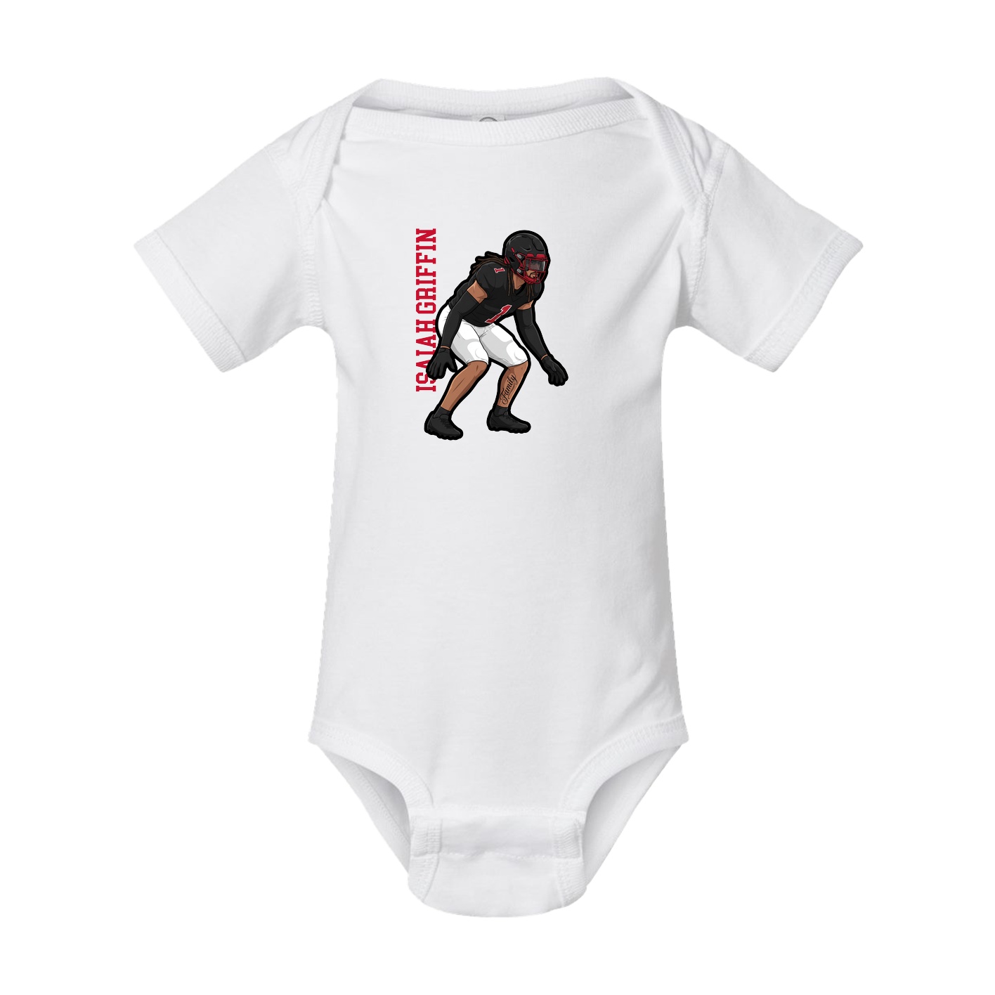 Baby Onesie — Name Vertical in White