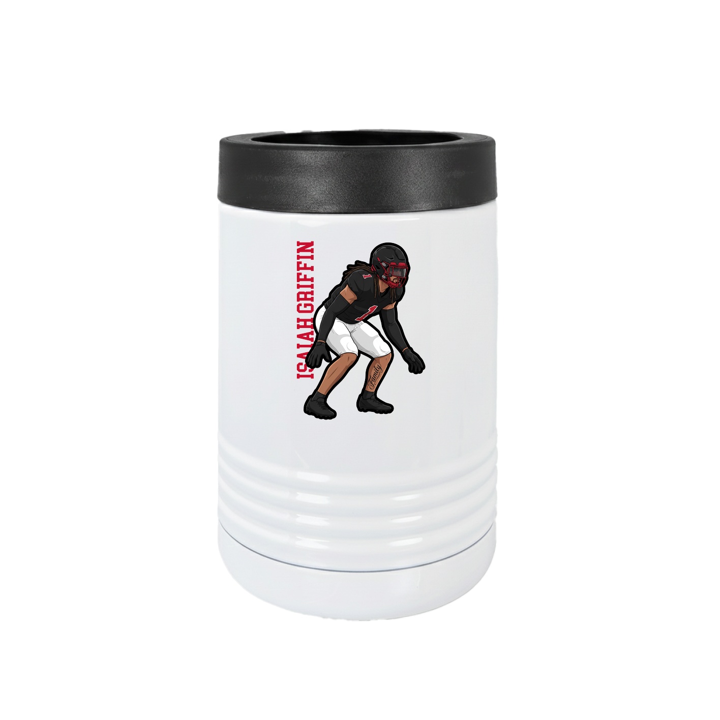 Beverage Holder — Name Vertical in White
