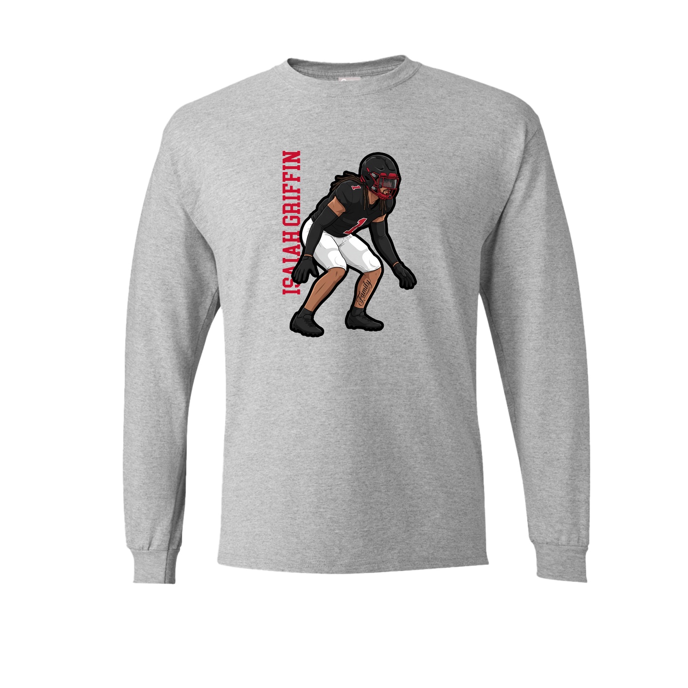 Long Sleeve Tee — Name Vertical in Grey