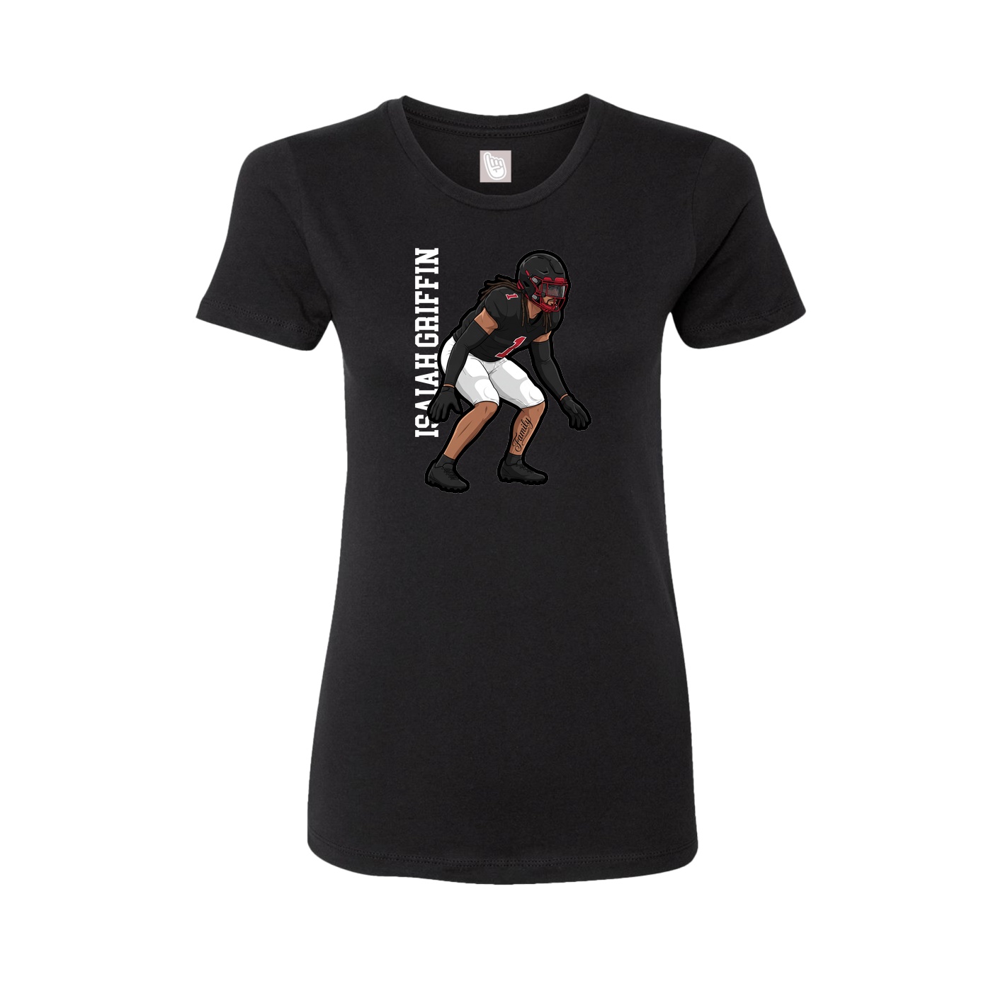Fitted Women's Tee — Name Vertical in Black