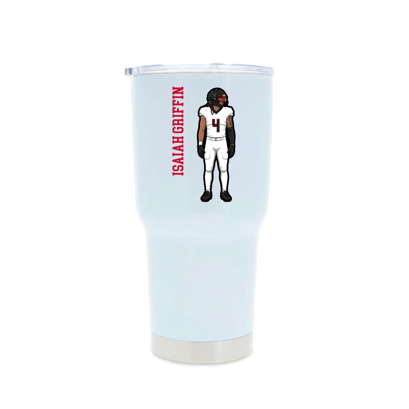 30oz Stainless Steel Tumbler — Name Vertical in White
