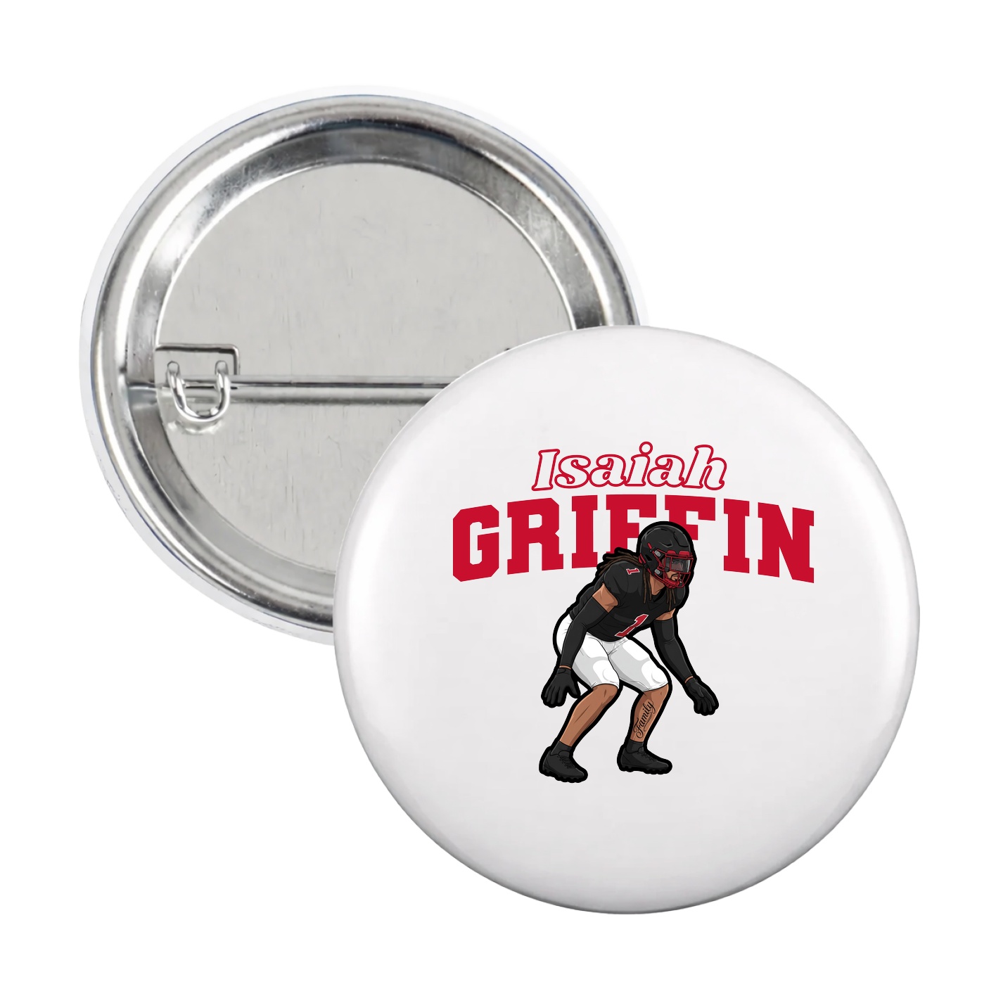 Game Day Button — Name Arch in White