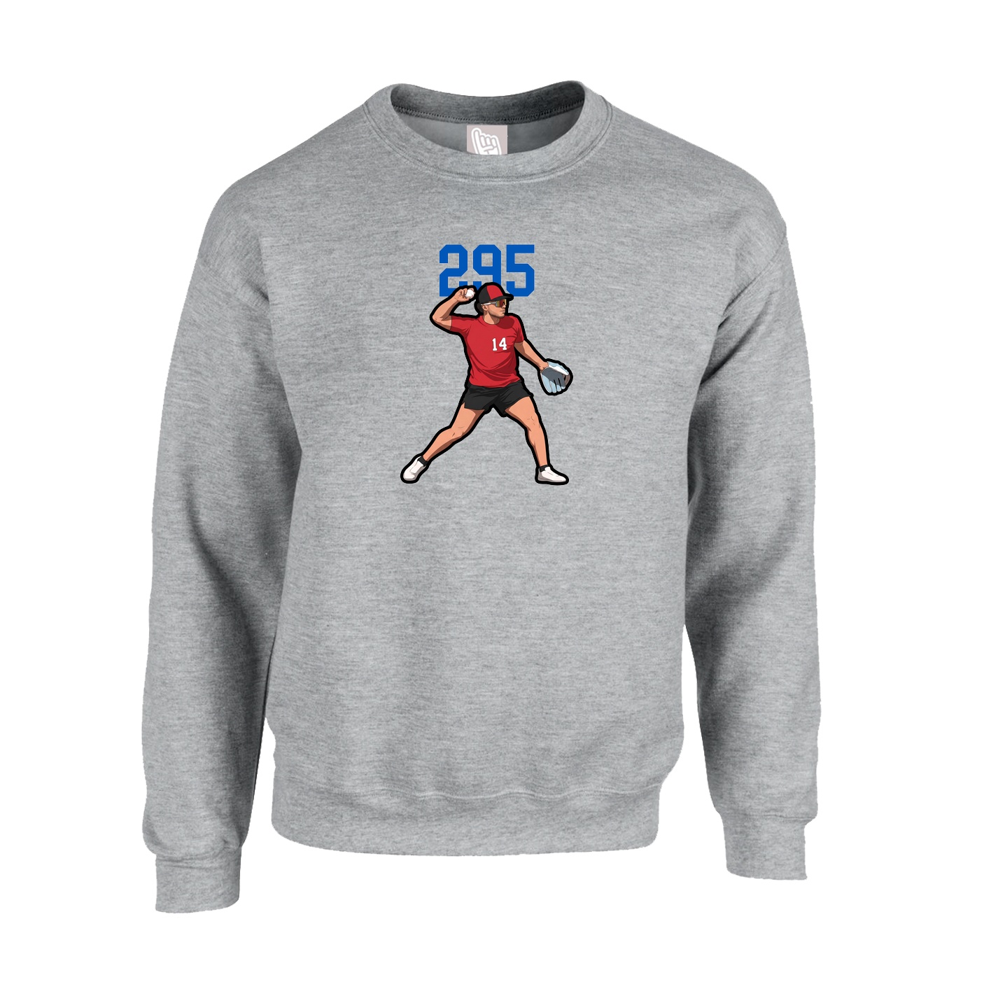 Fleece Crew — Number Top in Grey