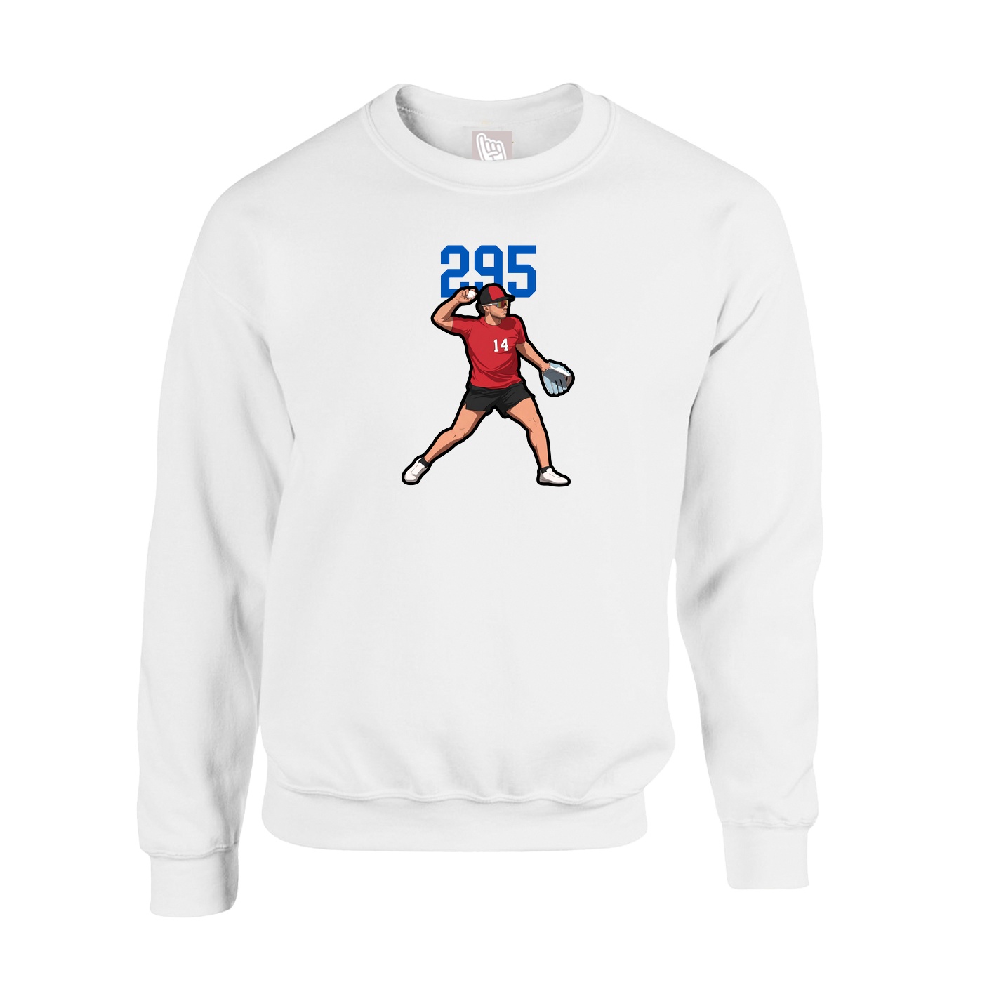 Fleece Crew — Number Top in White