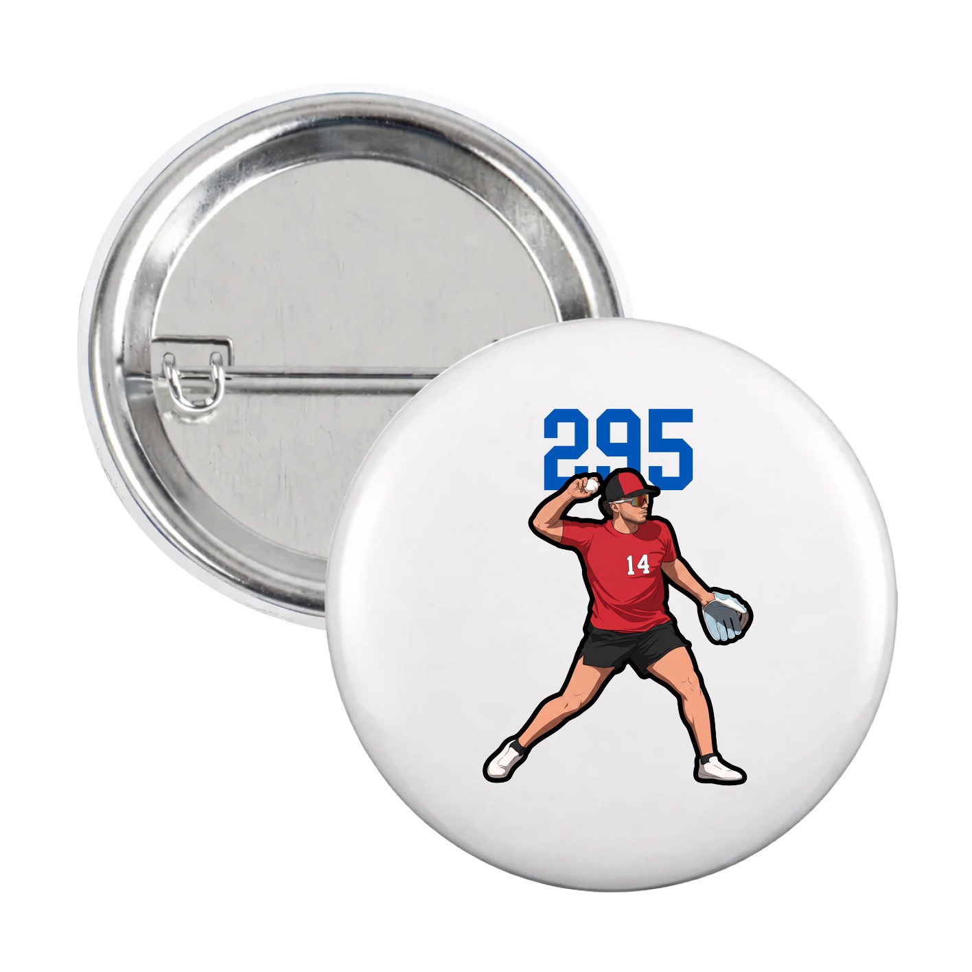 Game Day Button — Number Top in White