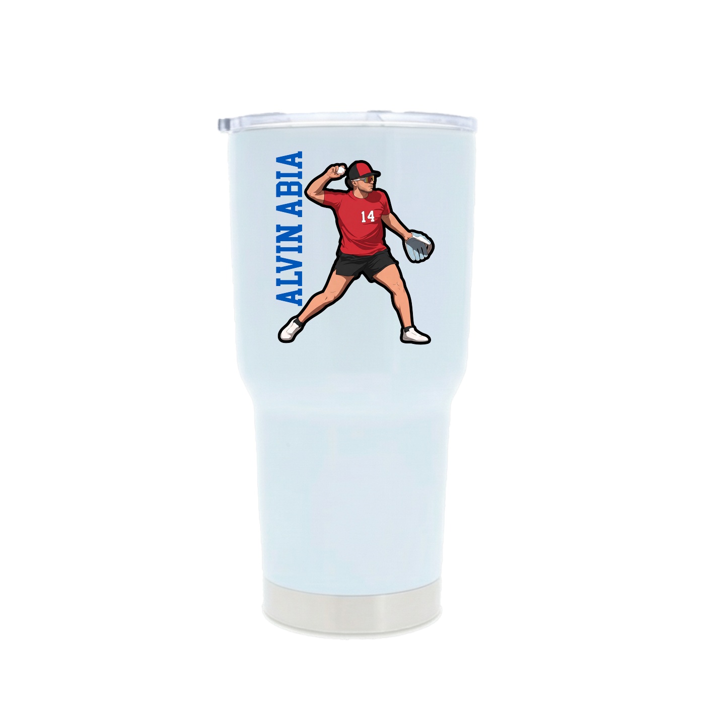 30oz Stainless Steel Tumbler — Name Vertical in White
