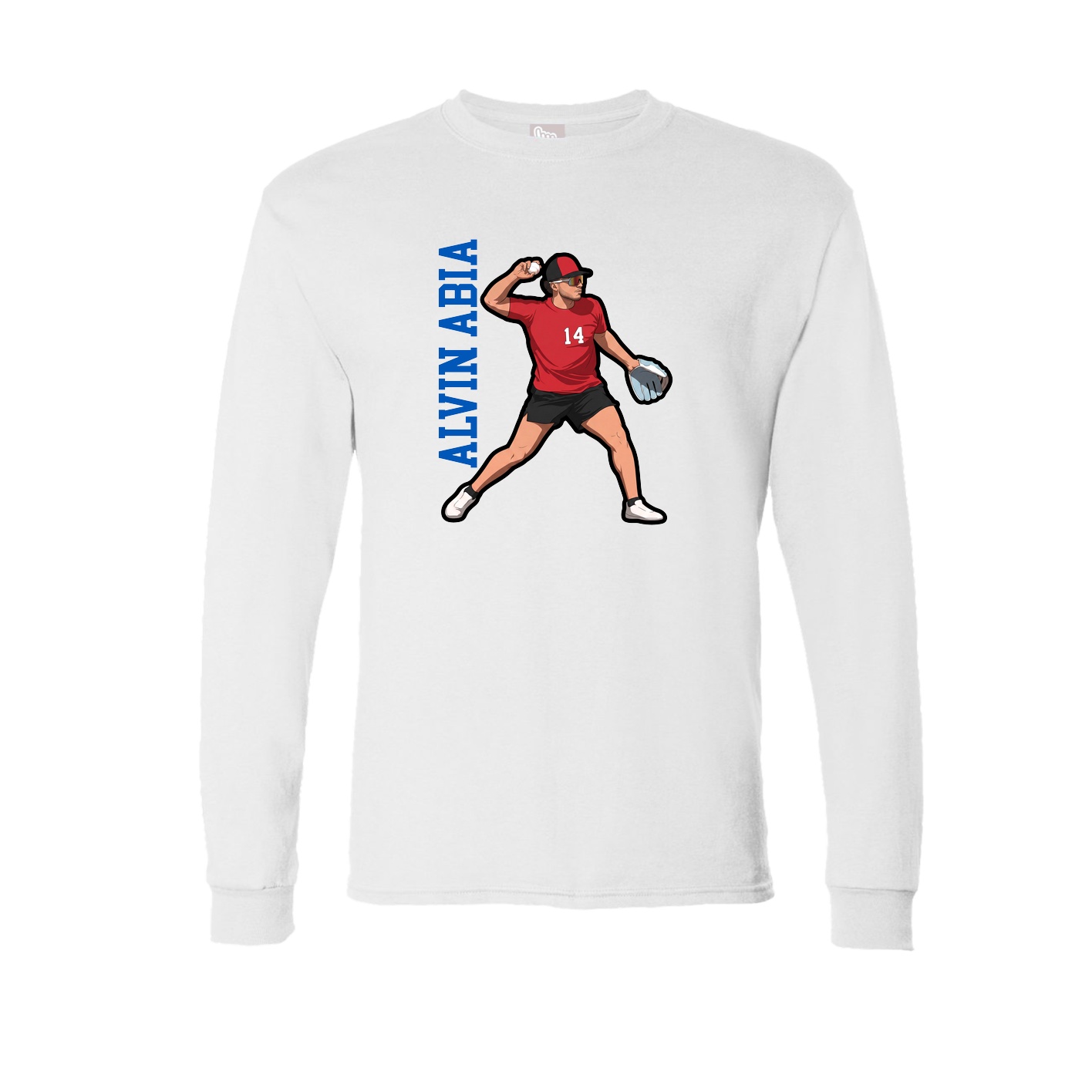 Long Sleeve Tee — Name Vertical in White
