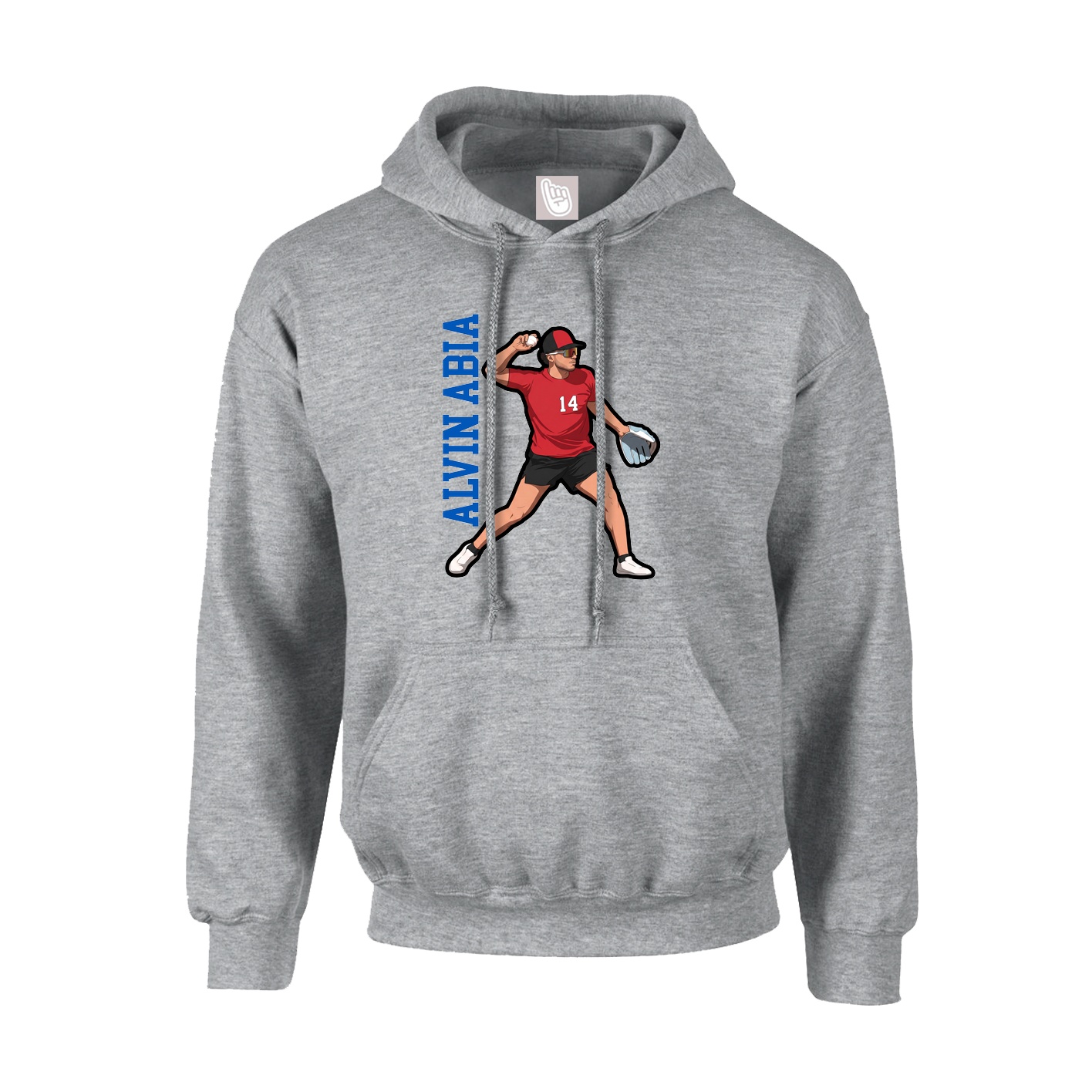 Hoodie — Name Vertical in Grey