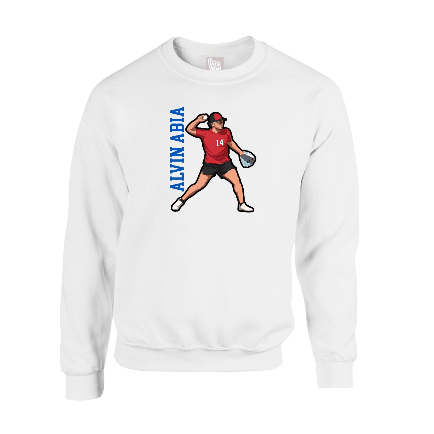 Fleece Crew — Name Vertical in White