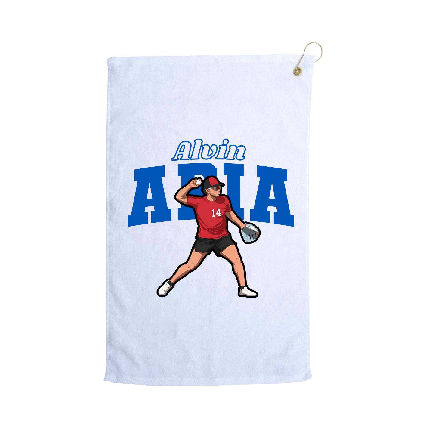 Golf Towel — Name Arch in White