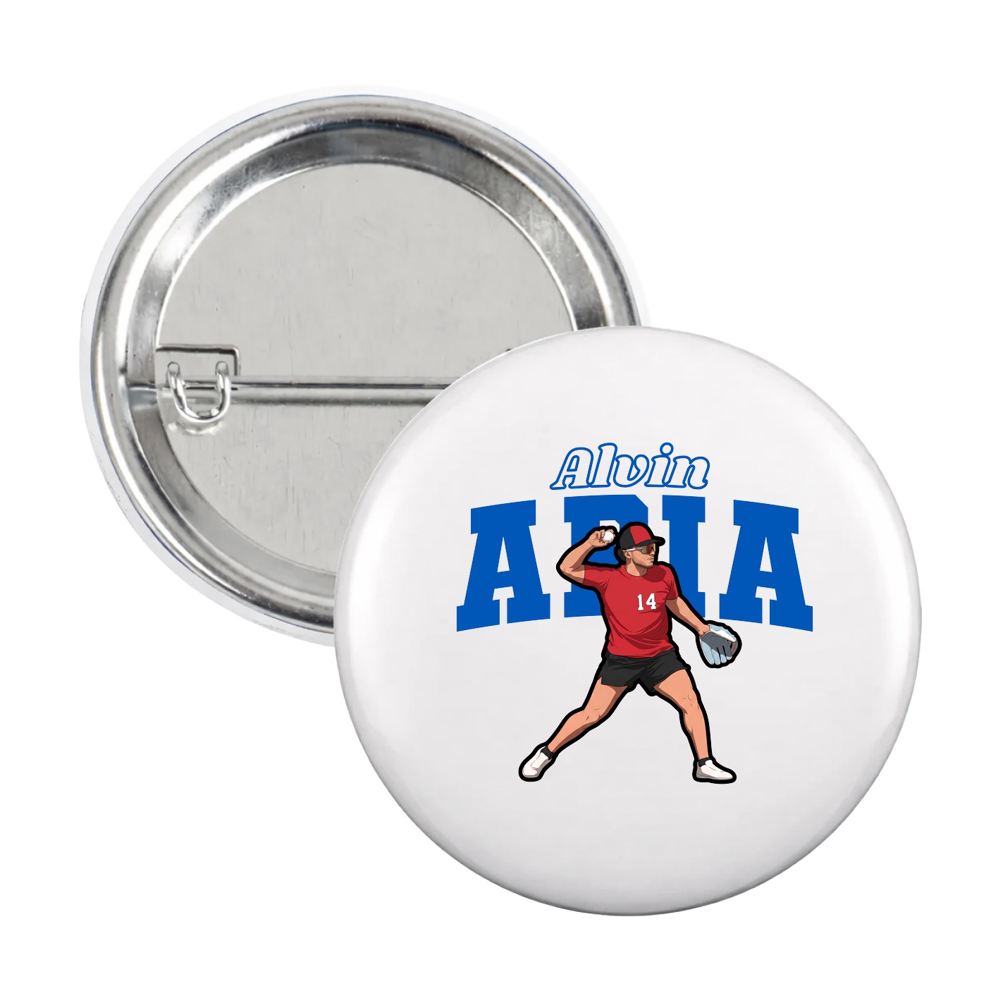 Game Day Button — Name Arch in White