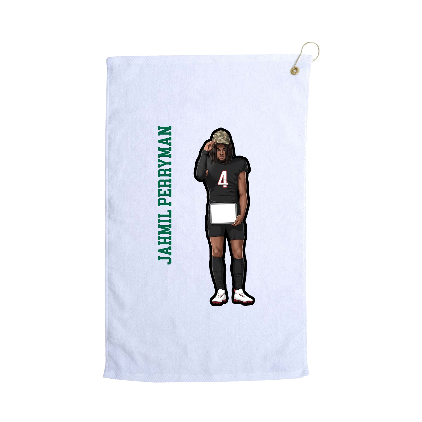 Golf Towel — Name Vertical in White