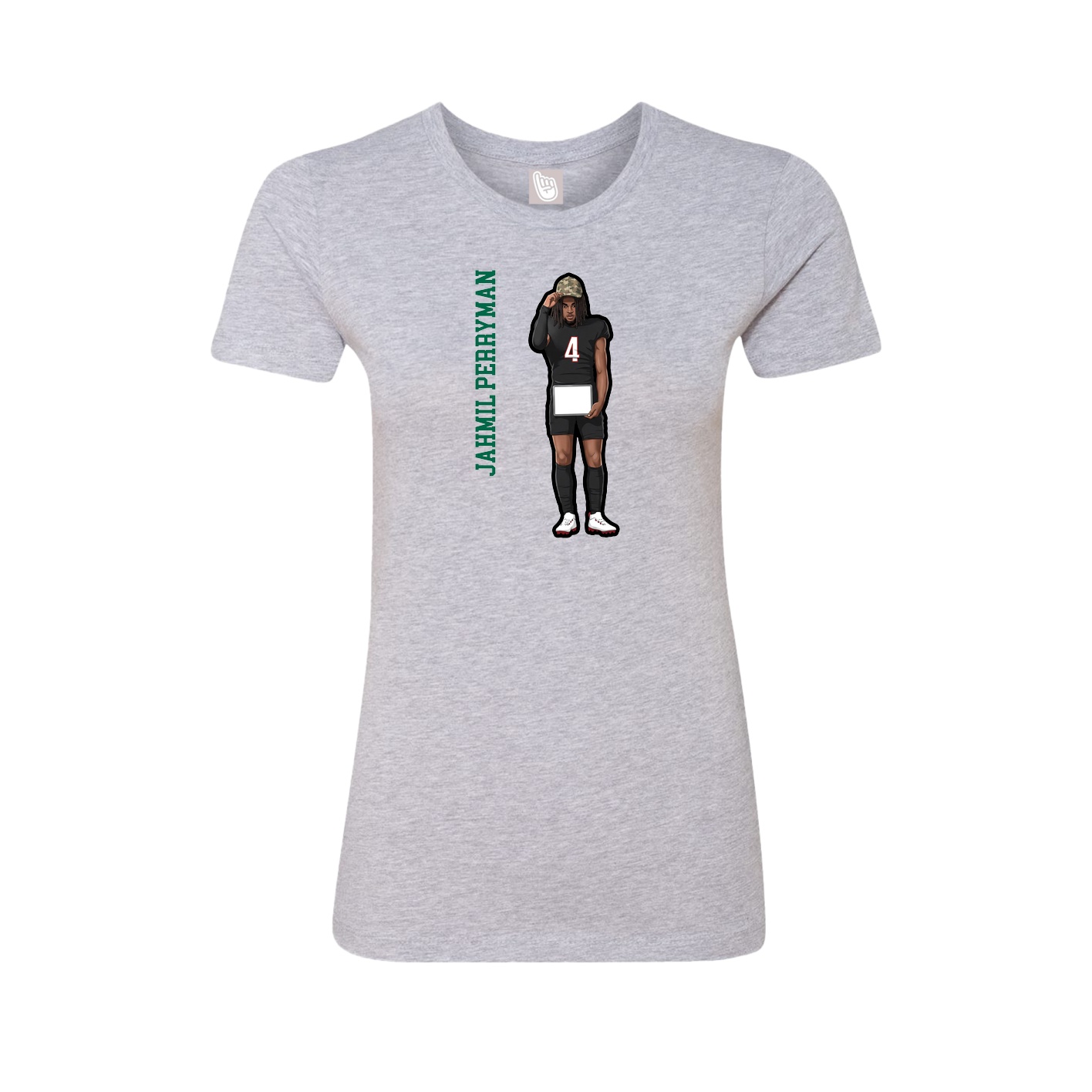 Fitted Women's Tee — Name Vertical in Grey